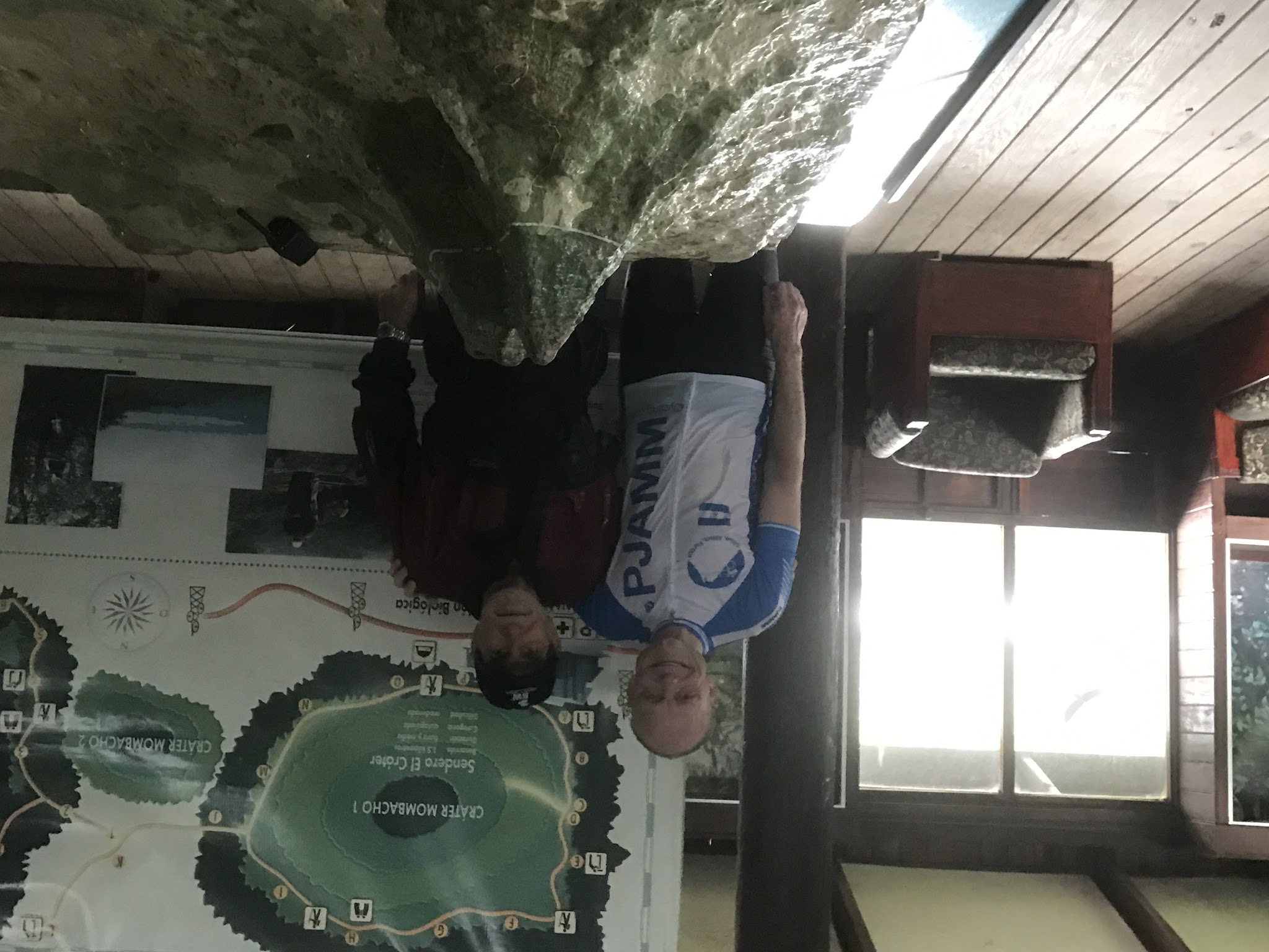 Bicycling Mombacho Volcano - John Johnson and Preserve Director Guellermo Arguello in Visitor Center