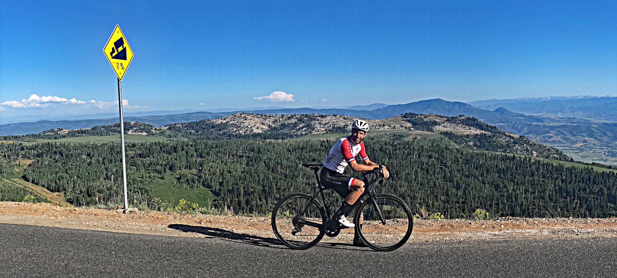 Bike at top of powder mountain climb by bike