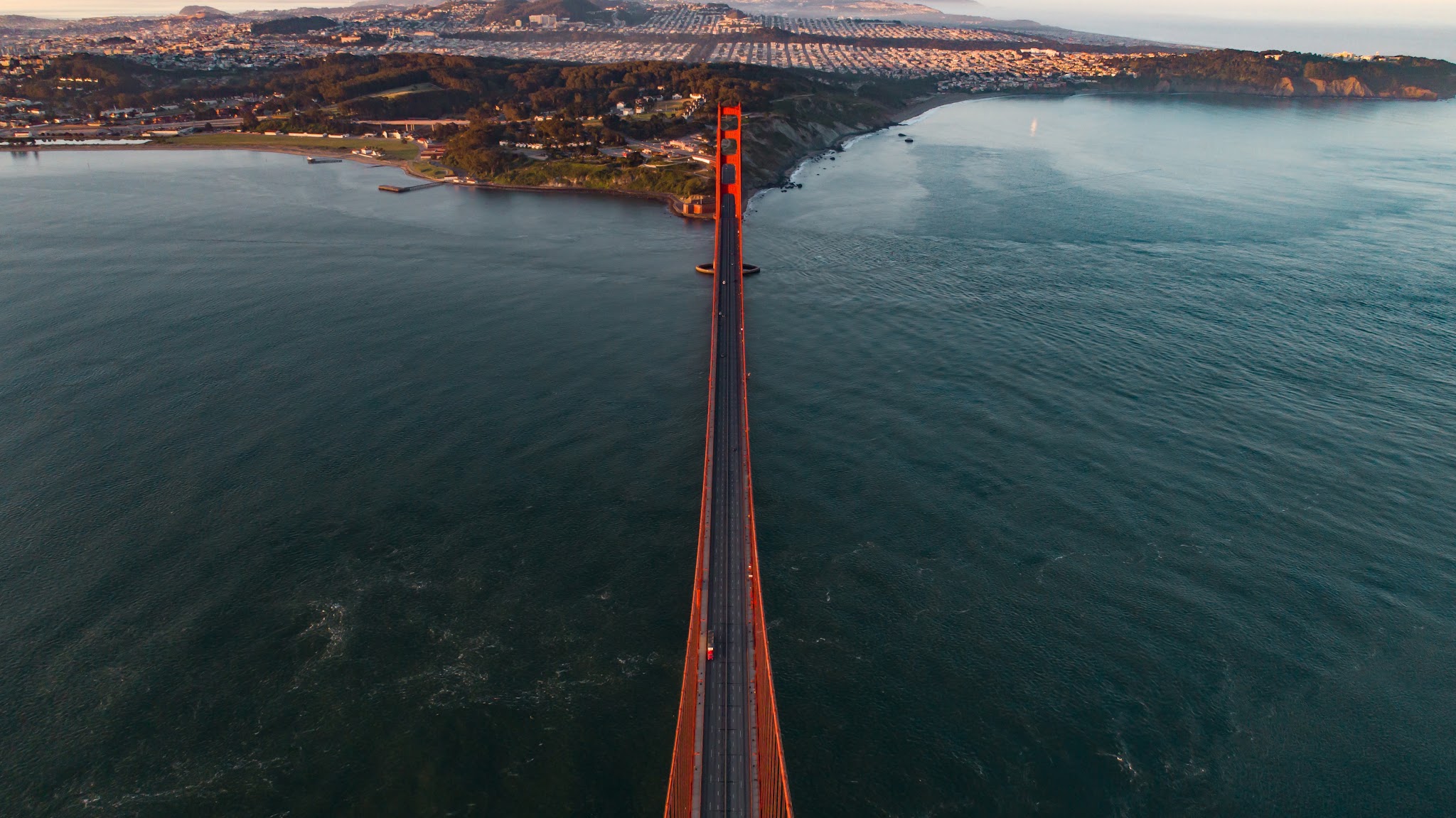Mt. Tamalpais from Alpine Dam Drone aerial photo above the Golden Gate Bridge