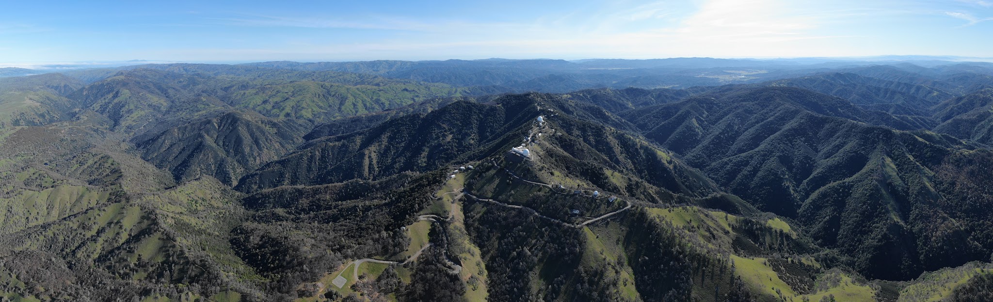 Amgen Tour of California Amgen Tour of California - Cycling Mt. Hamilton - Lick Observatory aerial drone photo of observatories and road - included more than any other climb in the tour of california