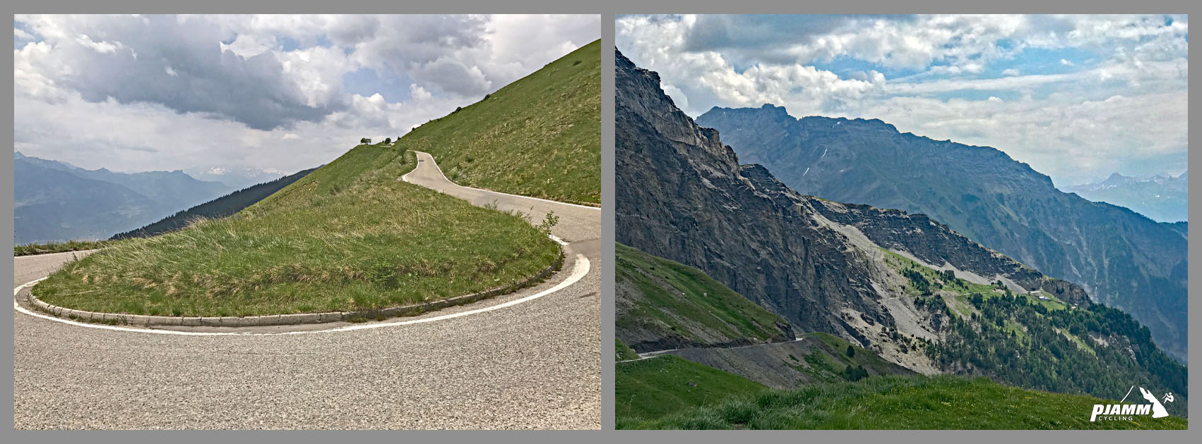 Cycling Sanetsch Pass, Switzerland - switchback on mountainside, Swiss Alps