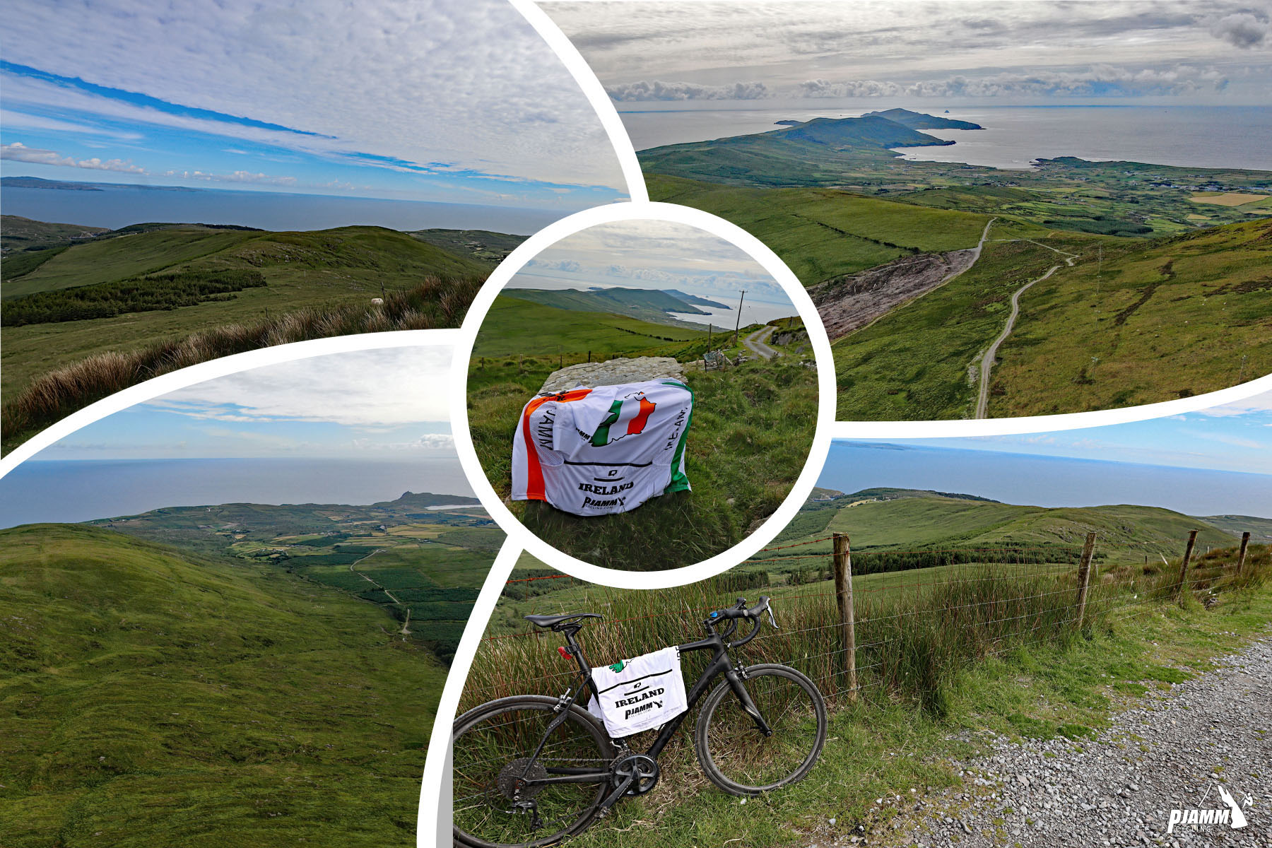 views looking back toward Beara Peninsula; green hillsides