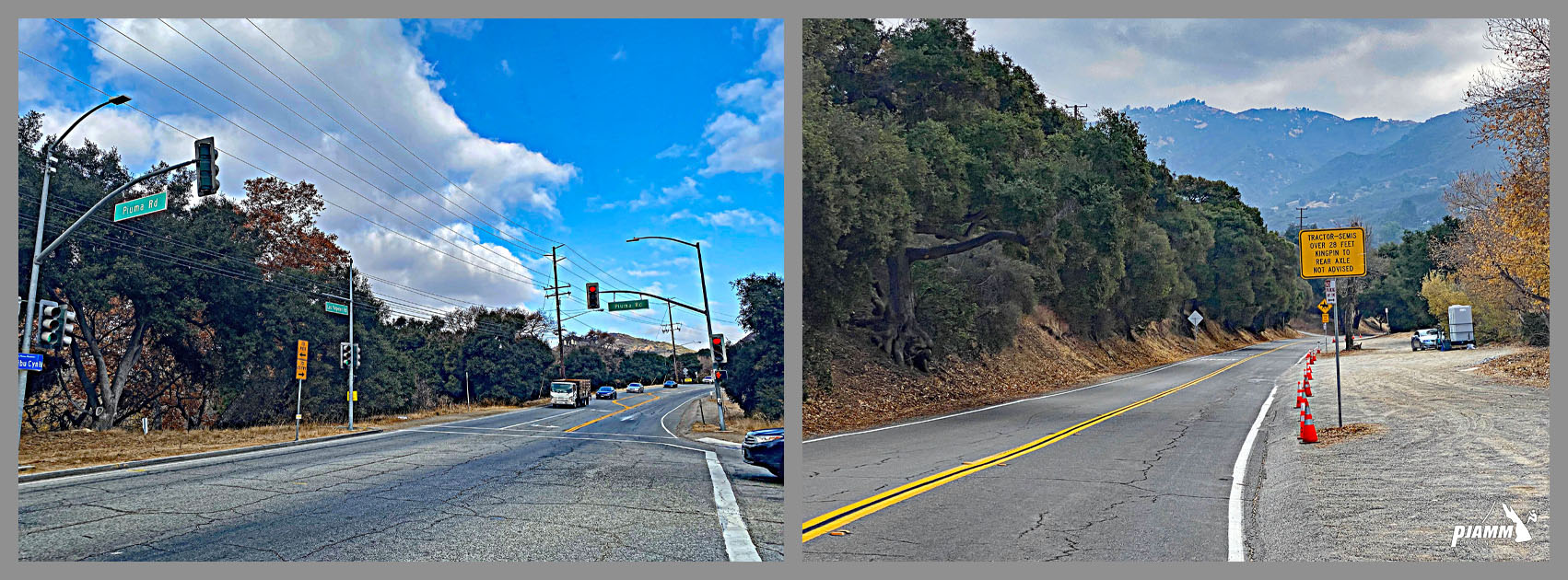 Cycling Malibu Canyon Road to the top of Piuma Road - signs for Piuma Road