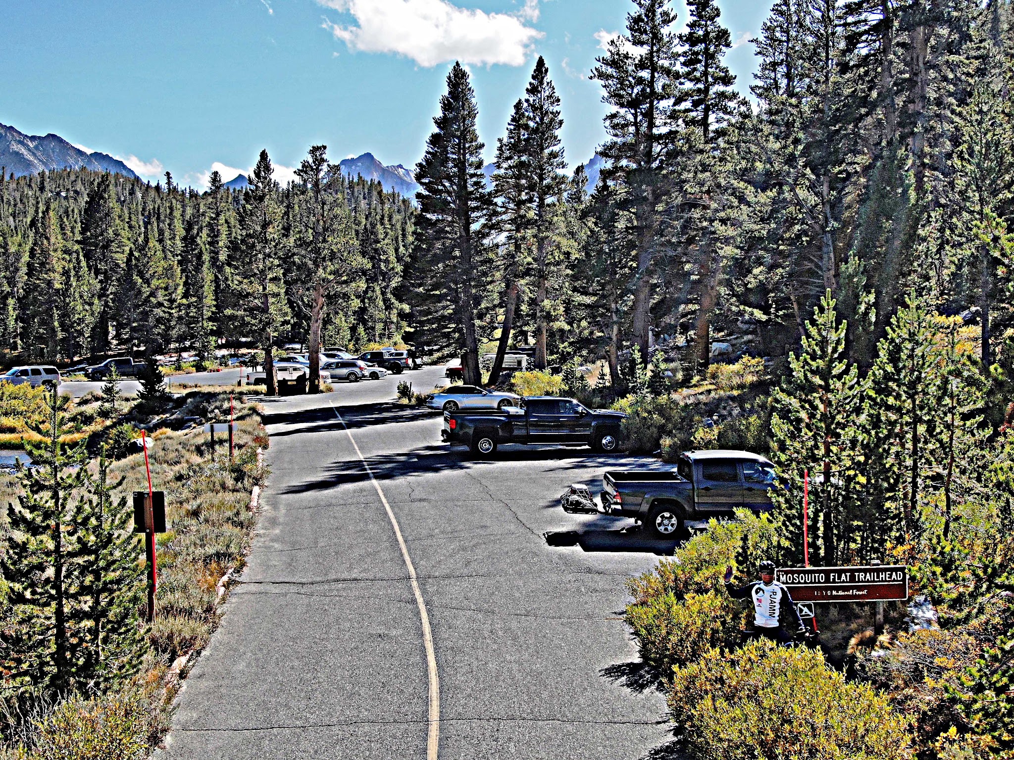 Mosquito Flat Trailhead sign at end of Rock Creek Road 