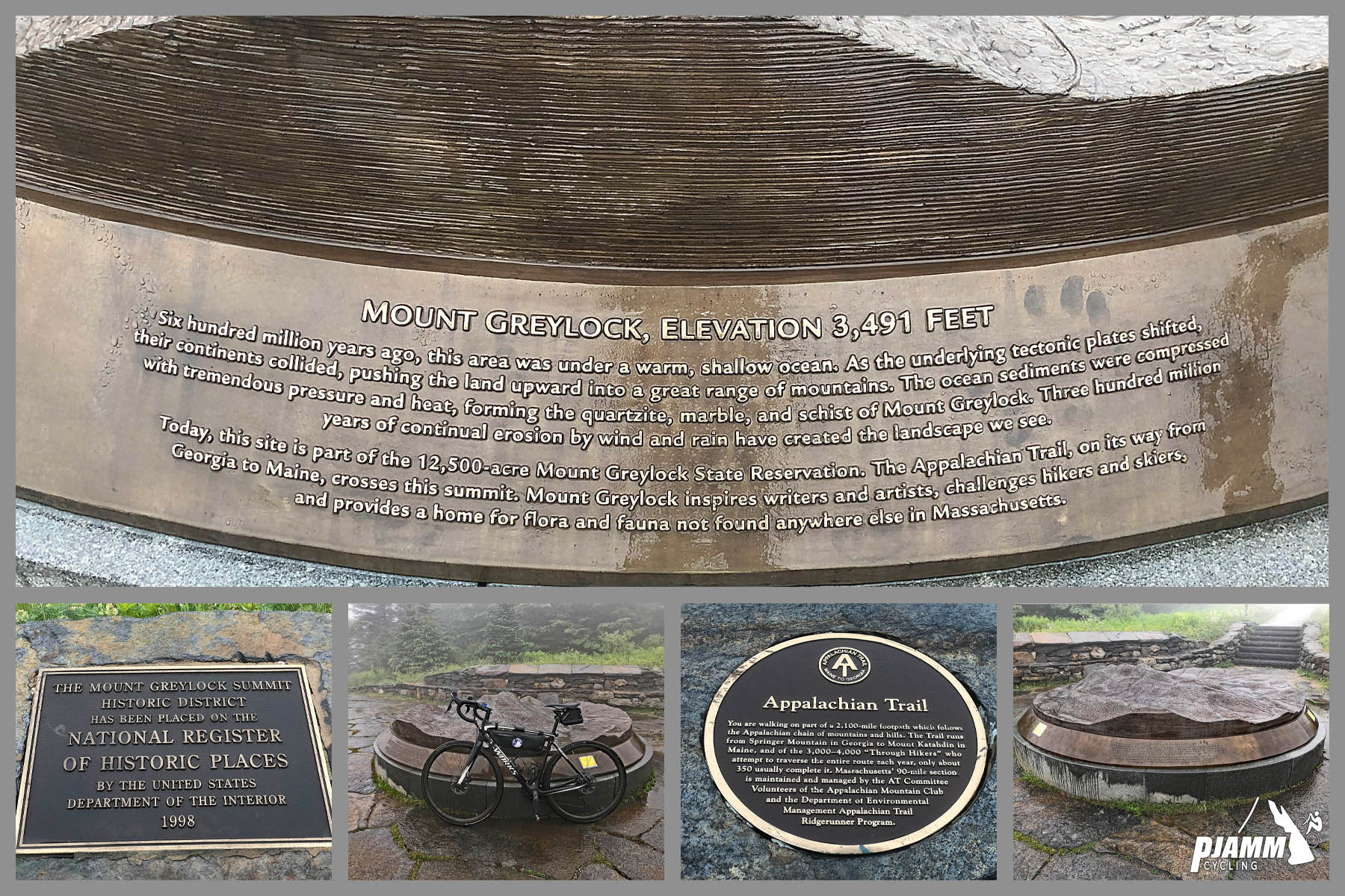 Cycling Mt. Greylock South, Massachusetts  - topographical model of area atop Mt. Greylock, informative inscription and plaques
