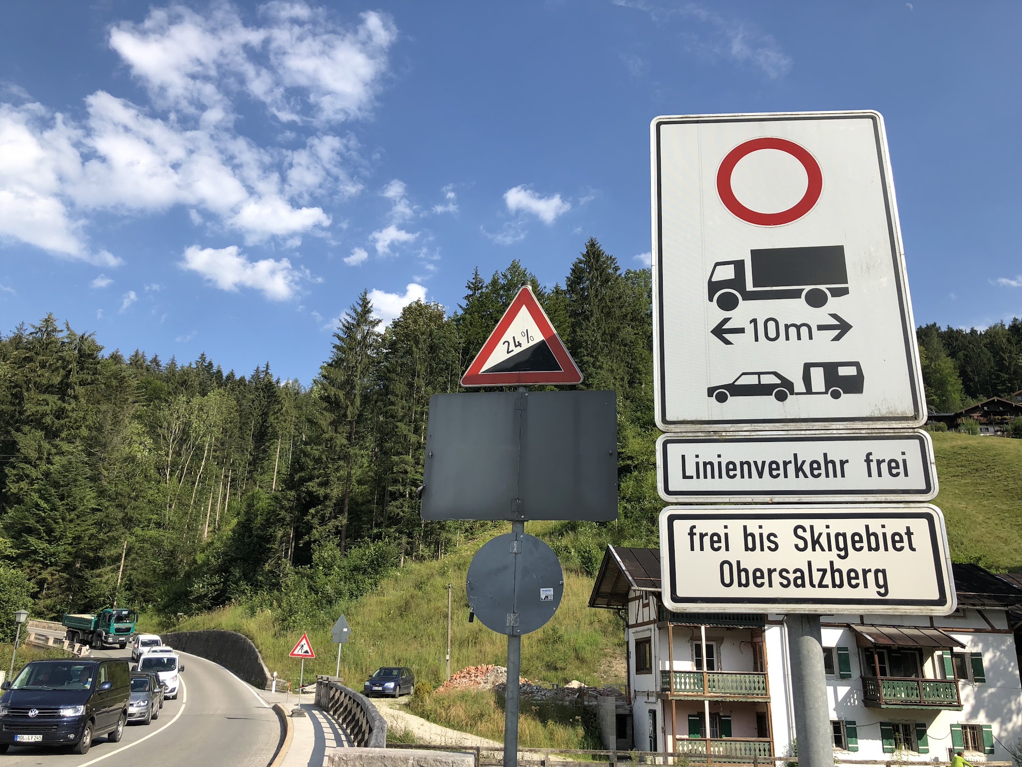 Bike climbs in Germany - 24% grade sign on road to Eagle's Nest