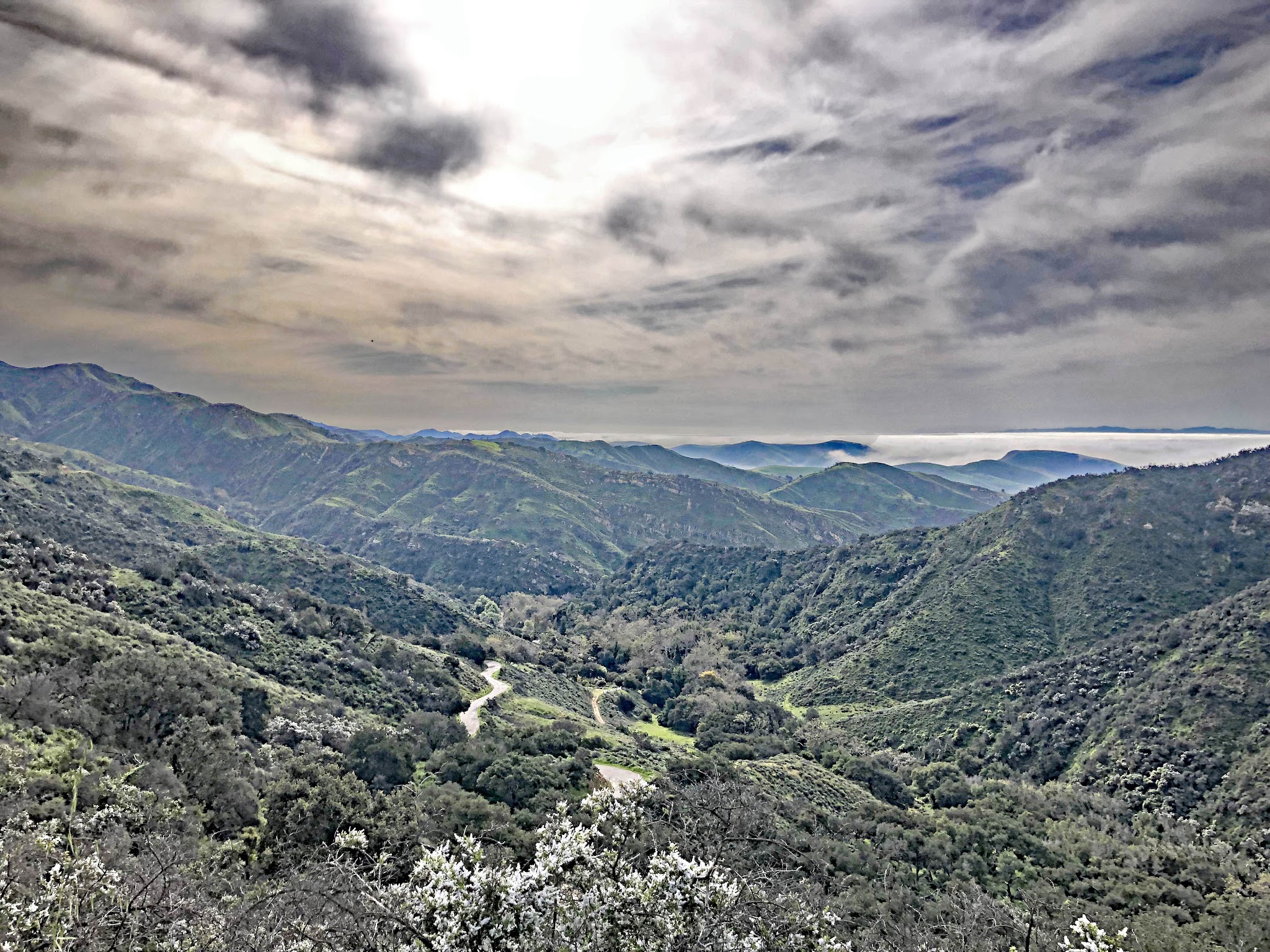 Cycling Refugio Bike Climb - W. Camino Cielo - views from ridge on Camino Cielo - Pacific Ocean