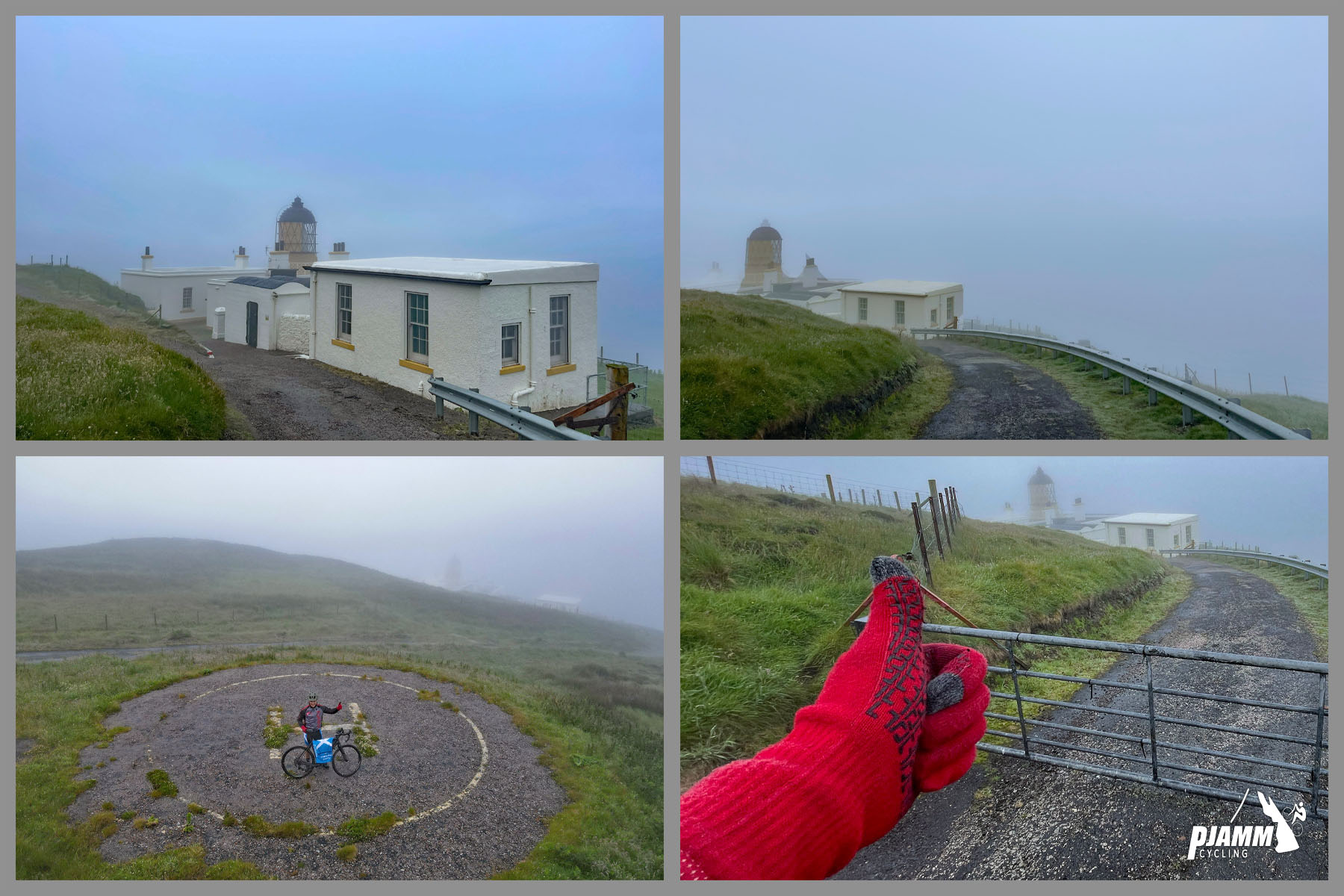 photo collage shows foggy views of the Mull of Kentyre lighthouse