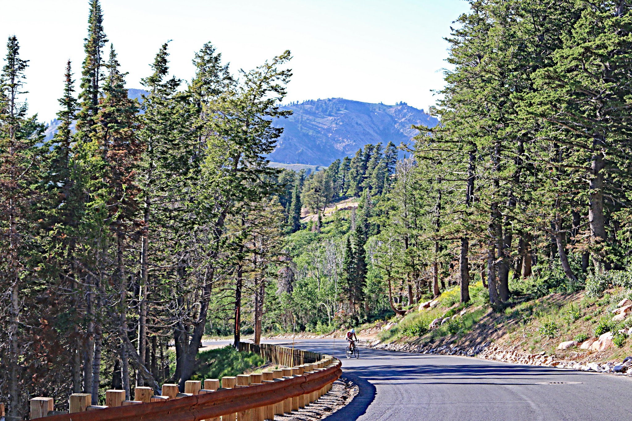 Road to top of Powder Mountain climb by bike