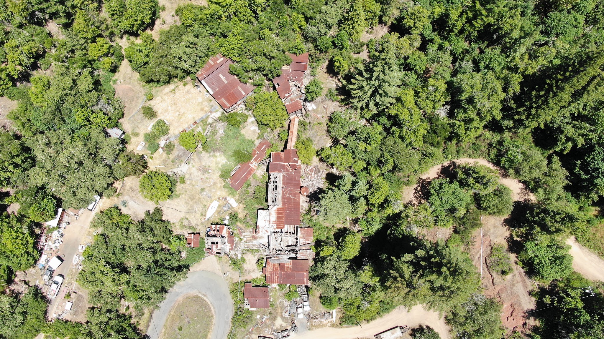 Cycling Sweetwater Springs Road - aerial drone photo of Mount Jackson Mercury Mine