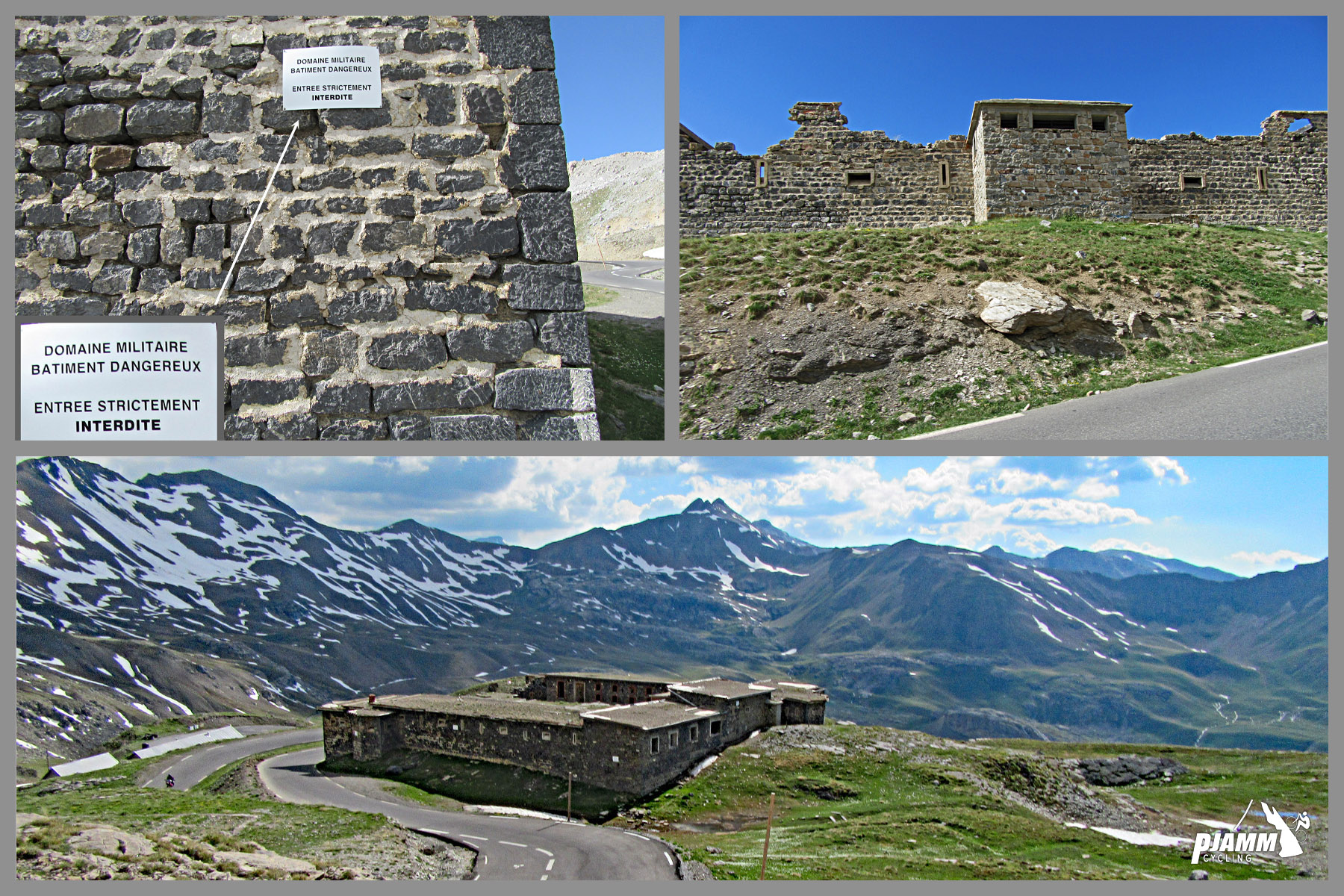 Cycling Cime Bonette from Jausiers, France - Stone WWII barracks in hillside on French Alps