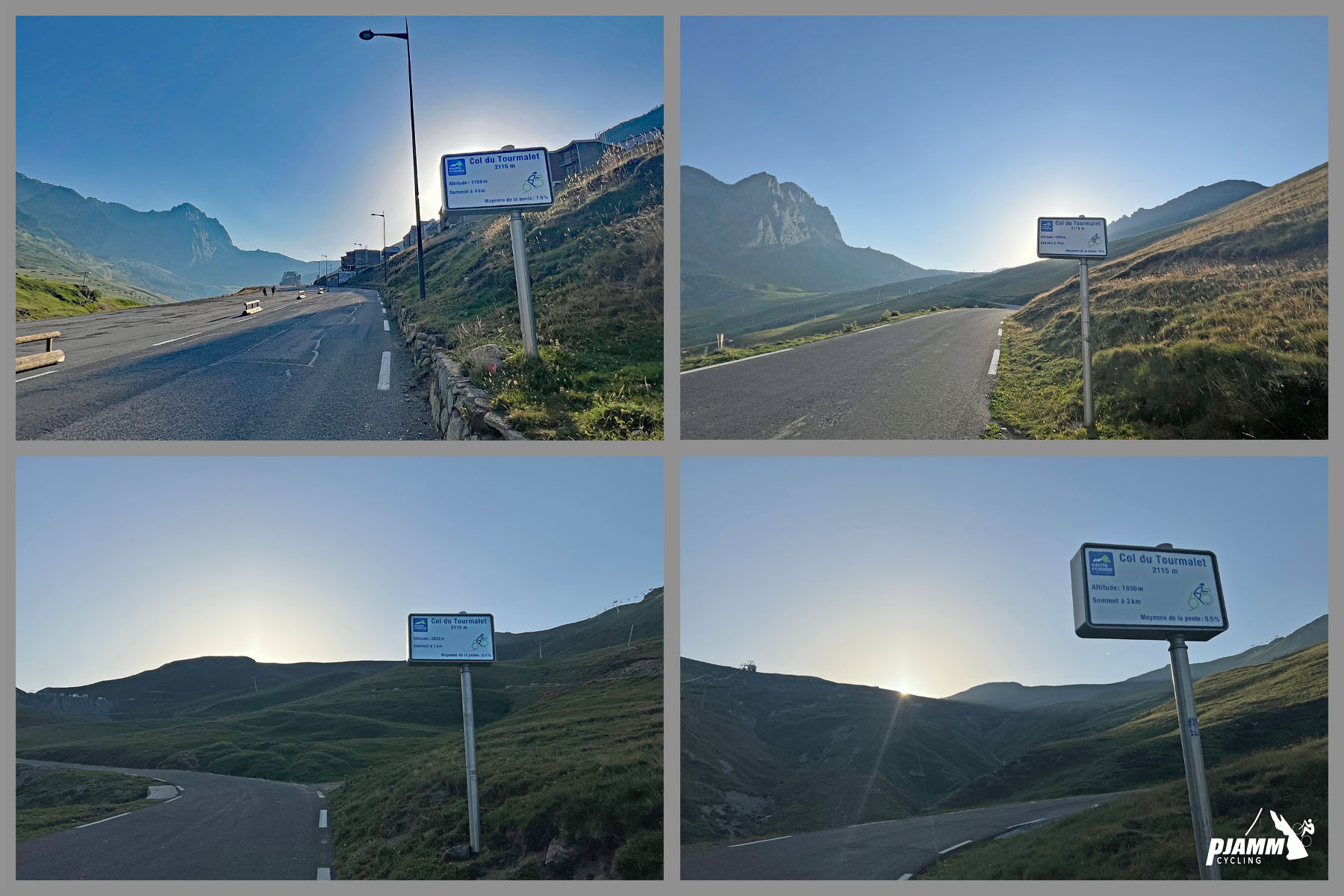 kilometer markers along the route