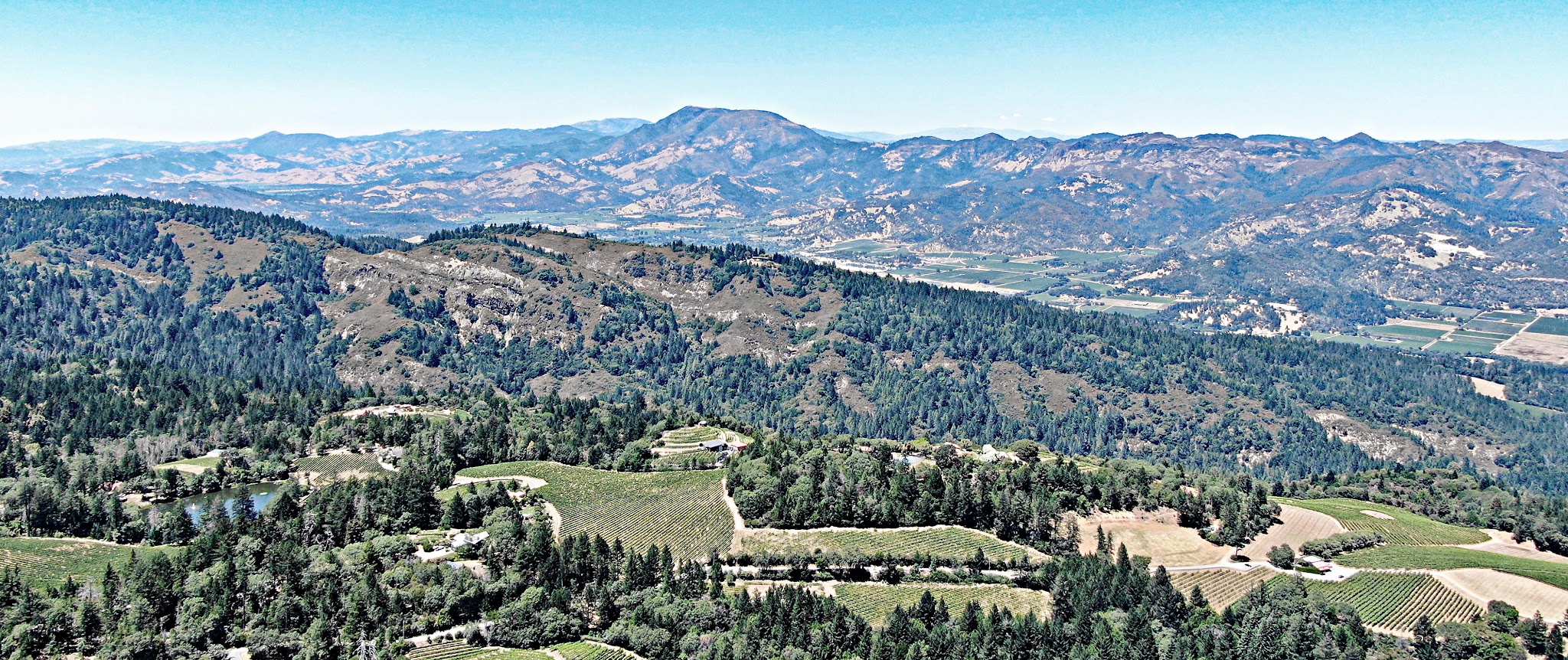 Spring Mountain Road Spring Mountain Road - aerial drone panorama photo of Napa Valley and Mt. St. Helena