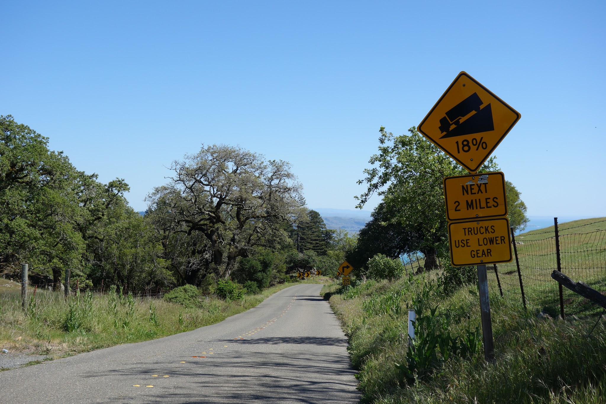 Meyers Grade Climbing Meyers Grade by bike - 18% grade sign, road