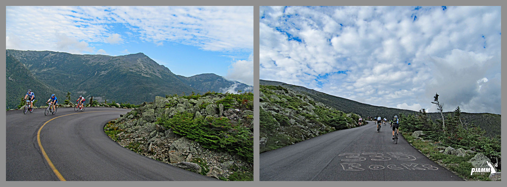 Mt. Washington Bike Climb - huge sweeping turn in roadway toward climb's finish