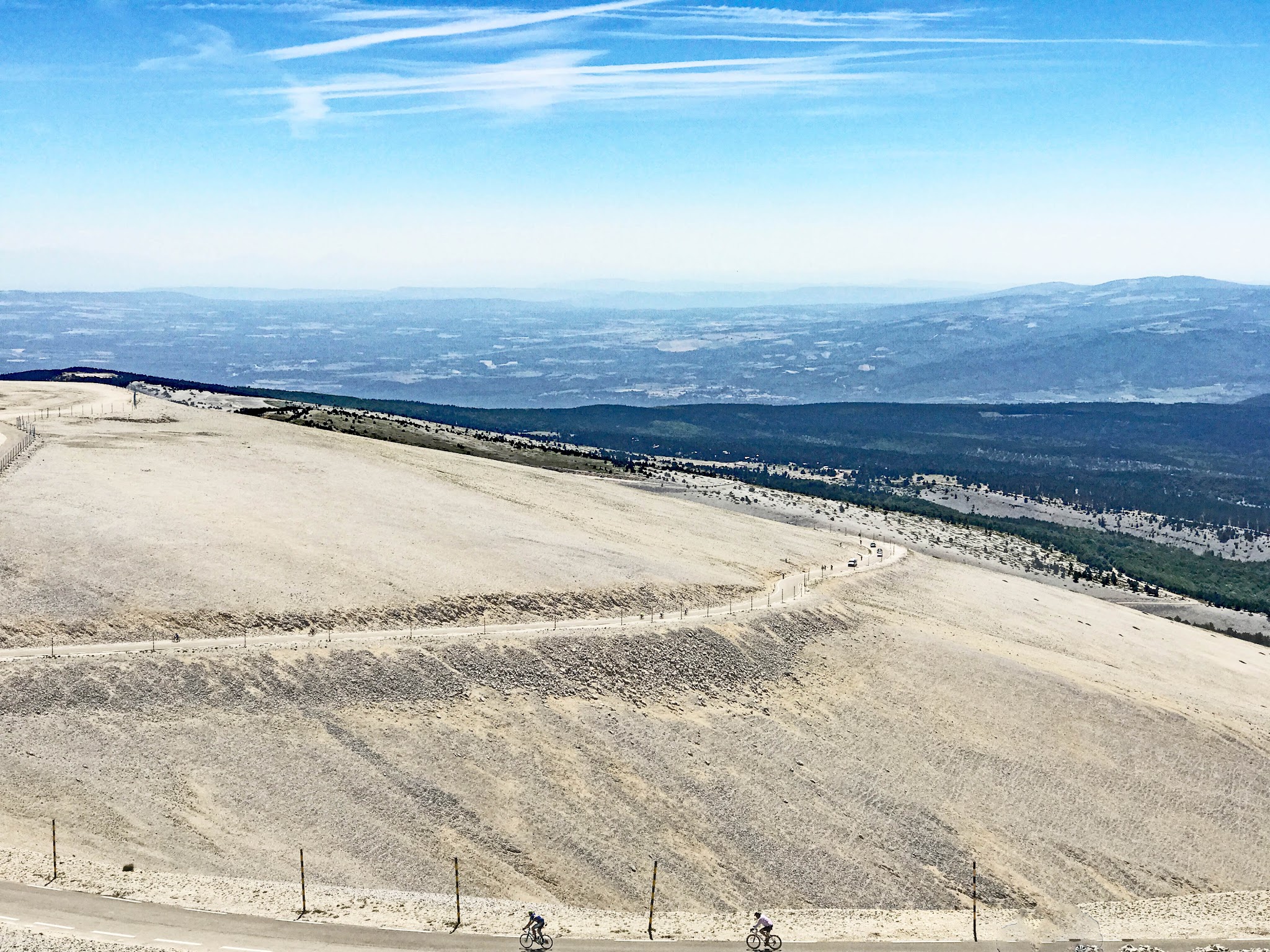 Climbing Mont Ventoux by bike - photo of route from Bedoin