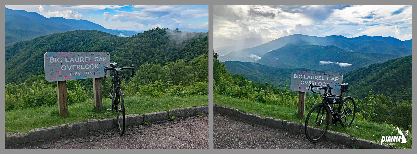 Climbing Mt. Mitchell by bike - Big Laurel Gap Overlook sign