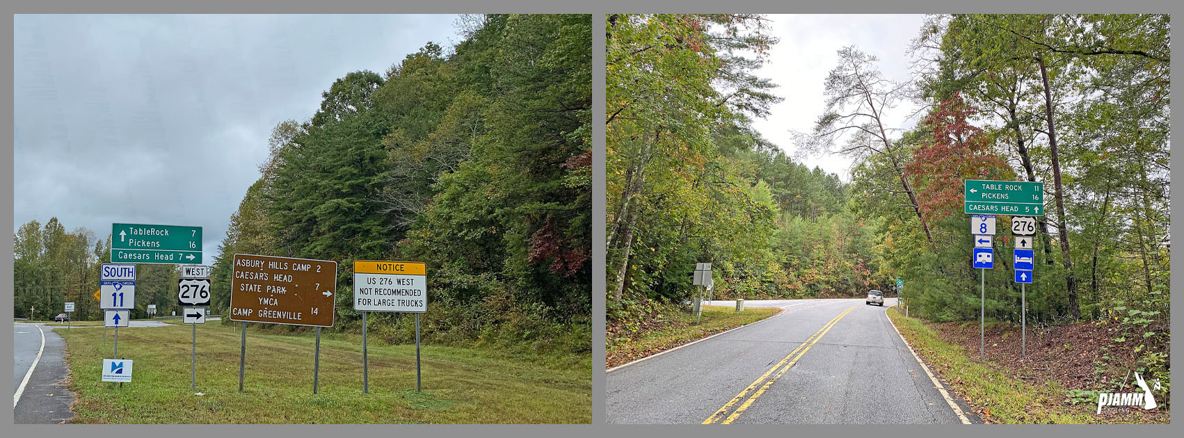 Cycling Caesars Head, South Carolina - road signs coming into the park 