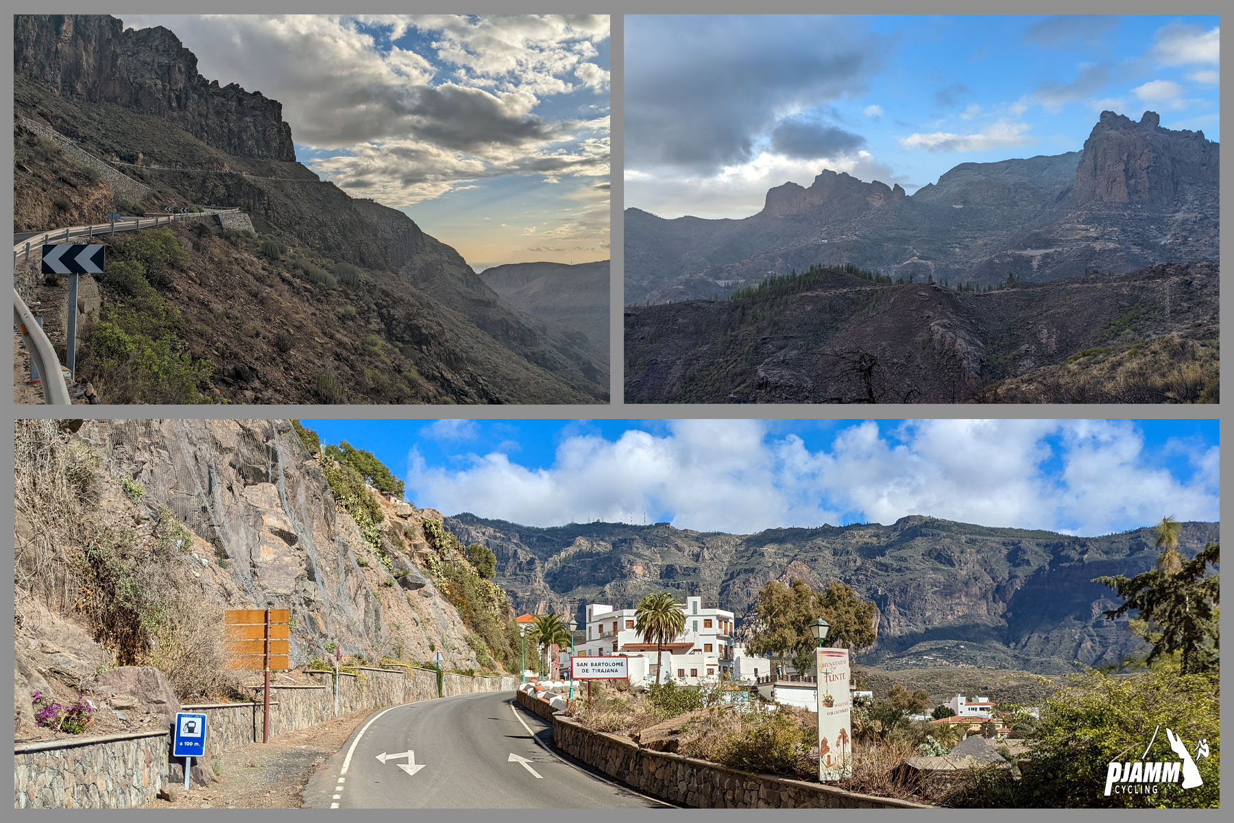 views along climb route, two-way roadway cut out of mountaintop, gorgeous rock formations and plateaus 