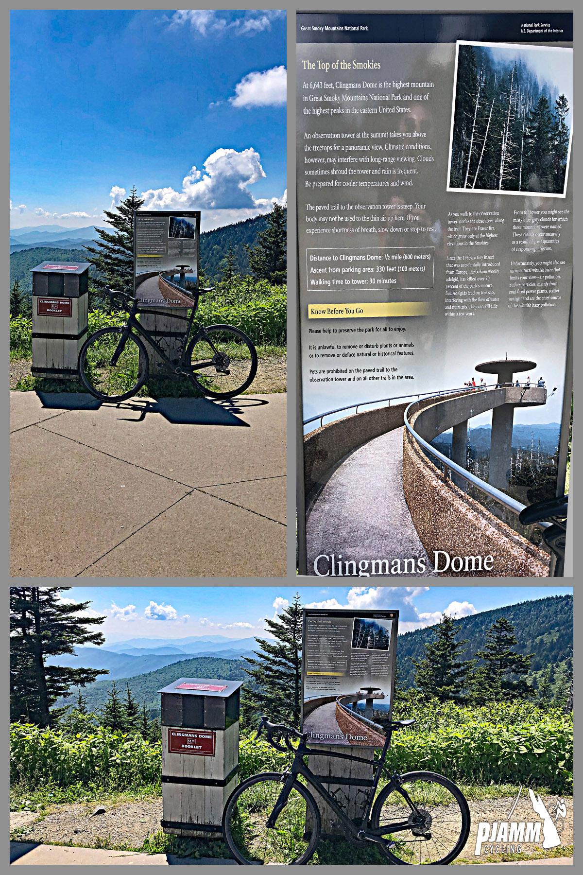 Cycling Clingmans Dome, Tennessee - informational signs on the way to the observation tower