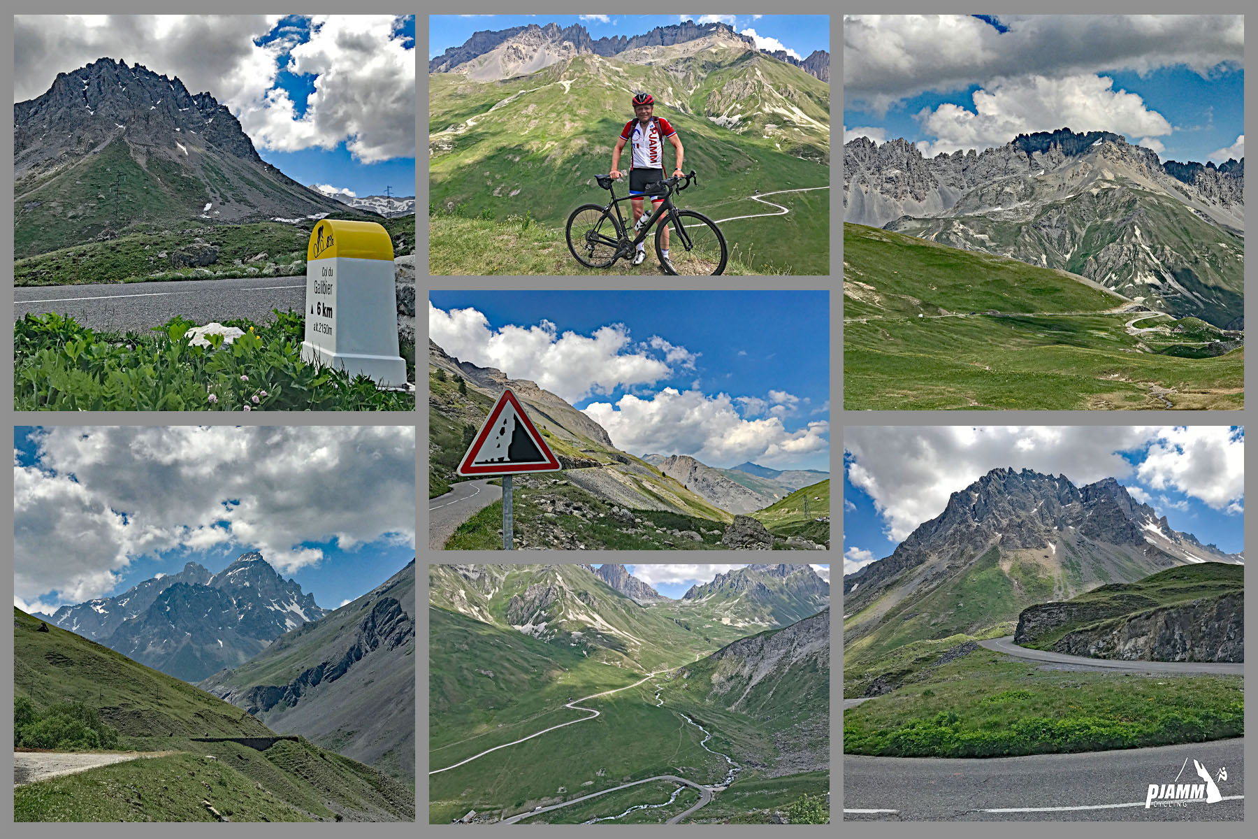 Cycling Col du Télégraphe - photo collage shows green mountain views on the Galibier climb