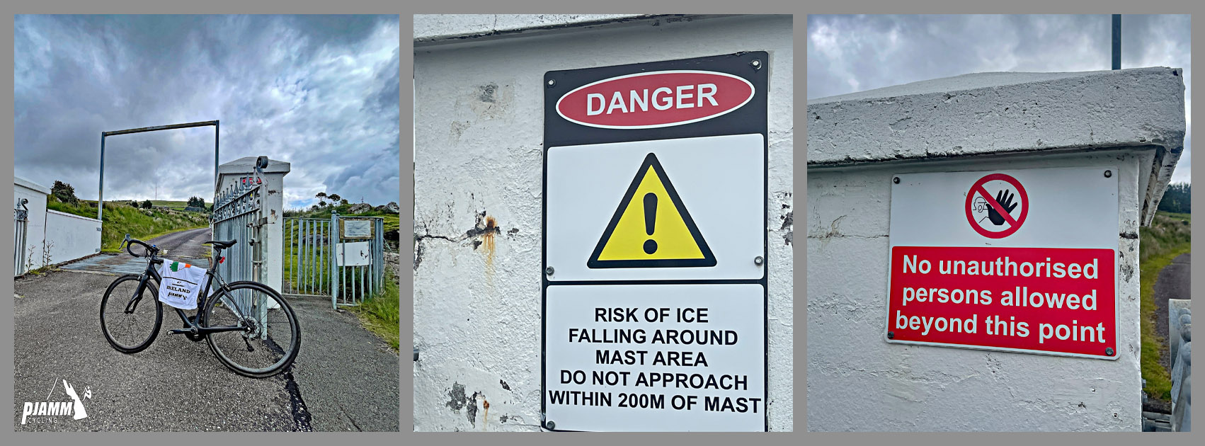 Danger signs warn of Risk of Ice falling