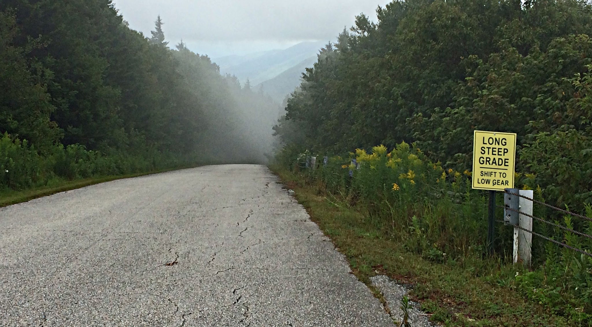 Mt. Equinox bike climb - steep road sign