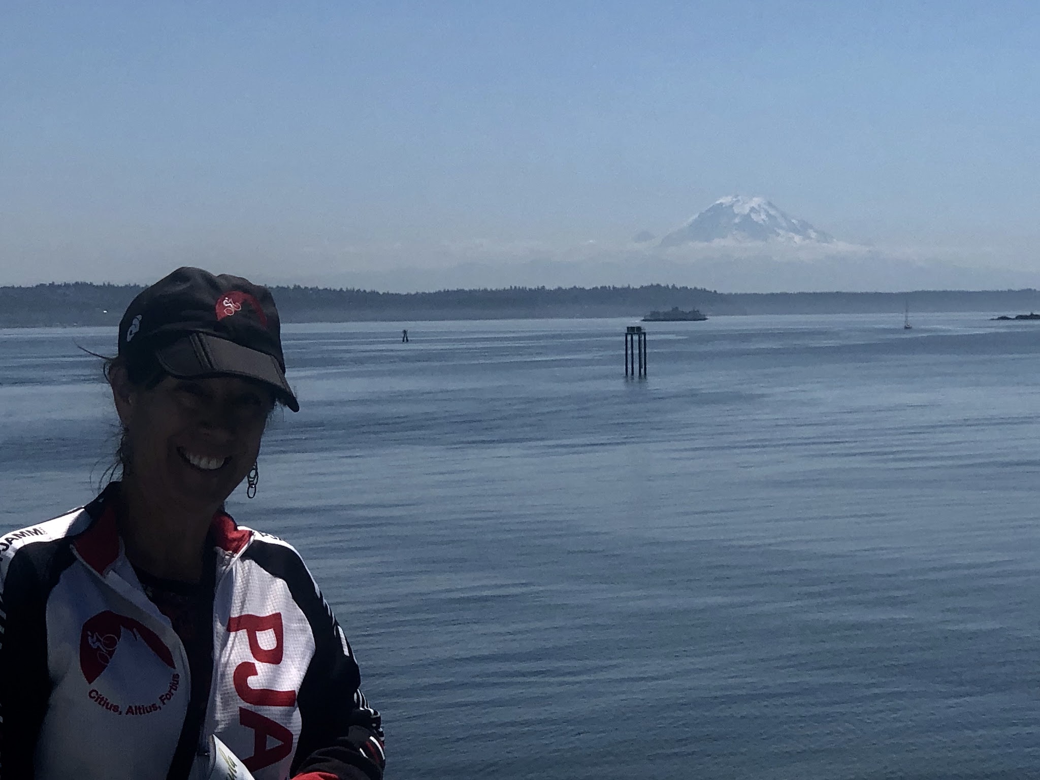 Cycling Hurricane Ridge - Mt. Rainier as seen from the ferry across the bay
