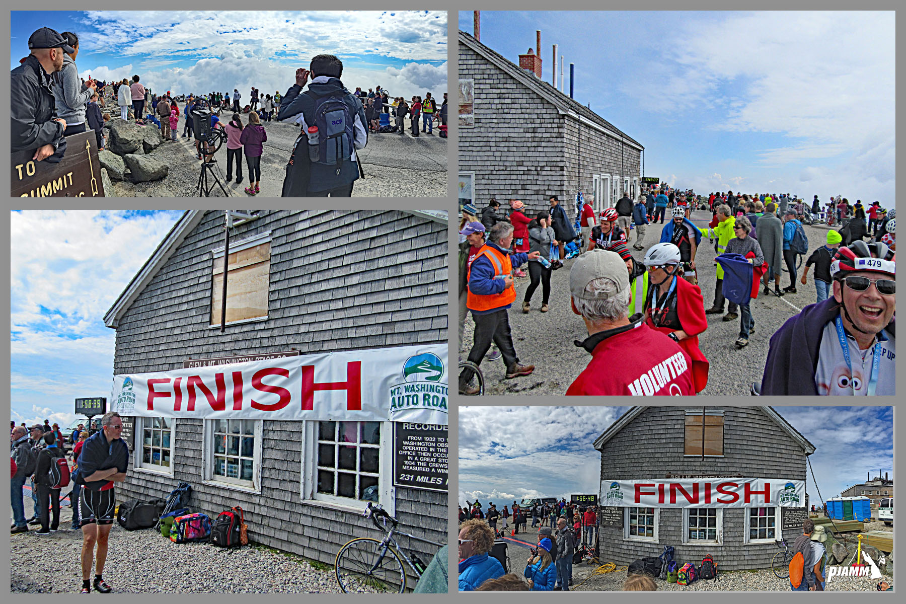 Mt. Washington Bike Climb - crowds of cyclists and supporters form at summit, climb's finish