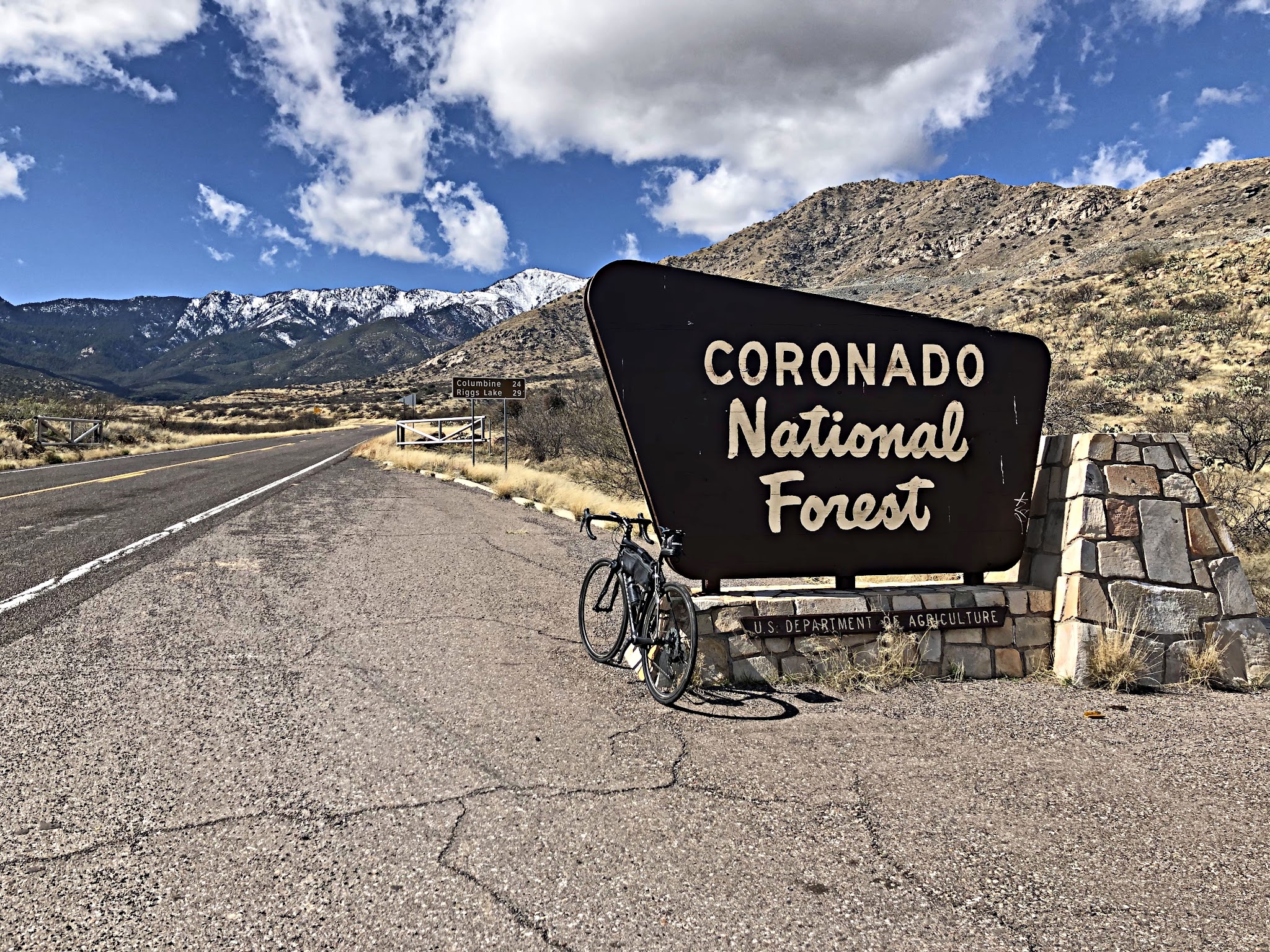 Coronado National Forest sign along roadway