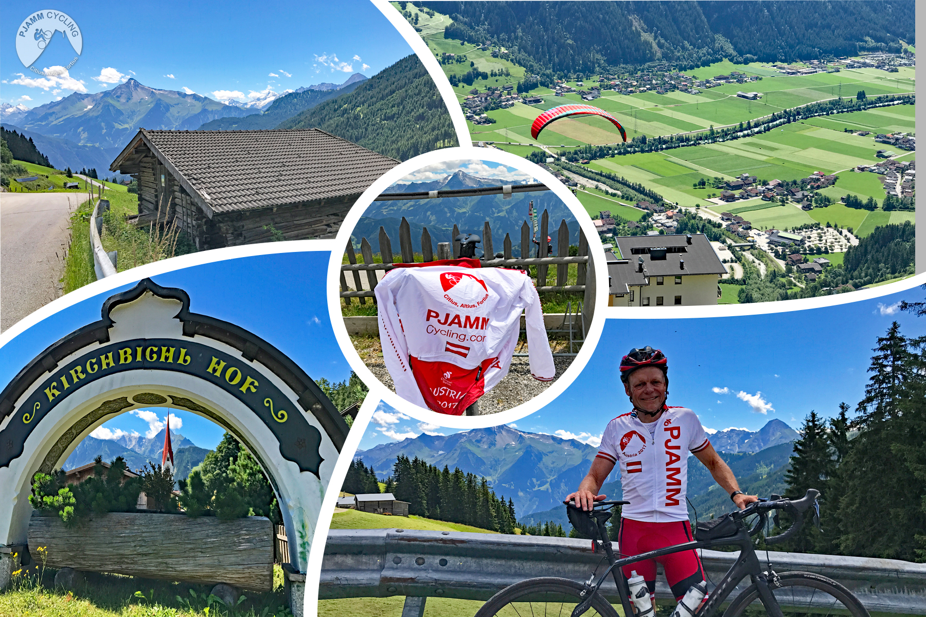 Cycling The top scenic bike climbs in the world - Hippach-Jausentation, Austria - arch with mountains and spire in background