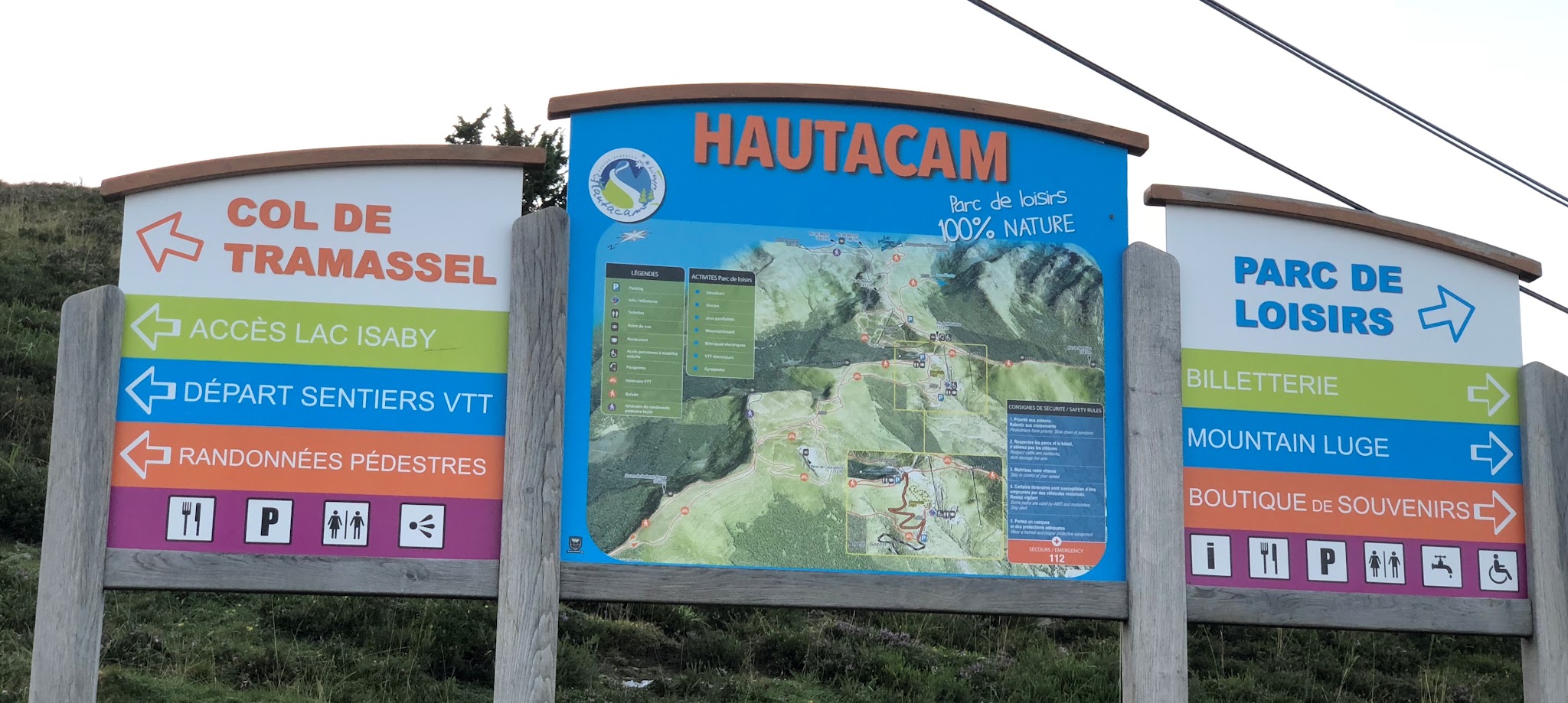 Cycling Hautacam Cycling Hautacam, ski resort and col de Tramassel sign