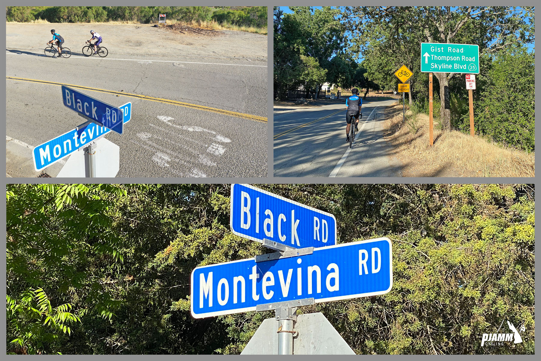 Intersection of Black and Montevina Roads, Climb start