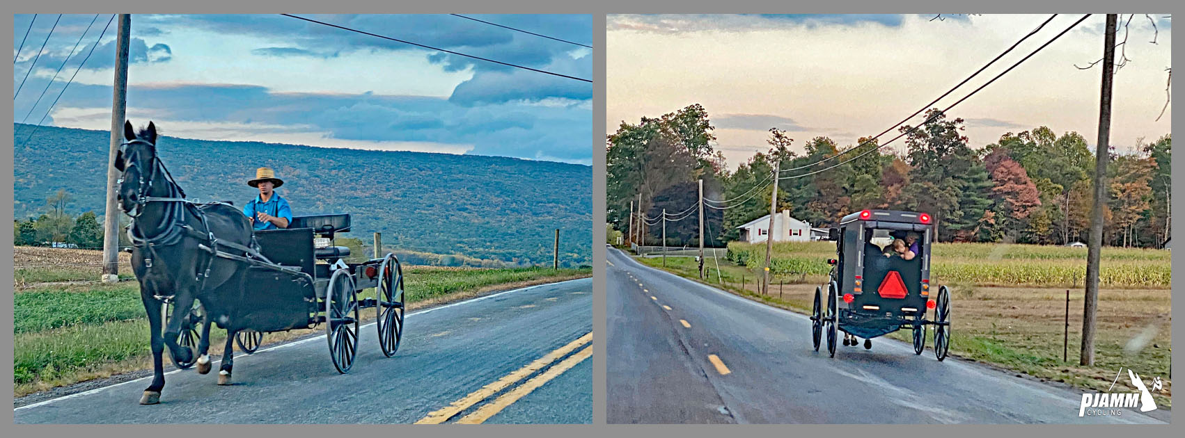 Cycling Route 44 East, Pennsylvania - horse and buggy seen on the road