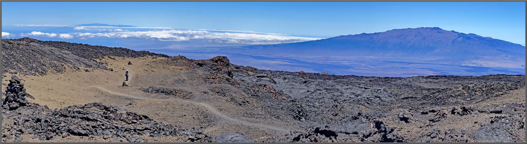 panoramic views atop Hawaii's Mauna Loa, desolate volcanic dirt