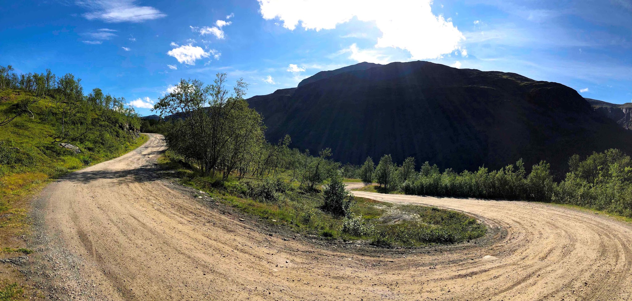 Guolasjavri Bicycle ride of Guolasjavri - hairpin turn on gravel road