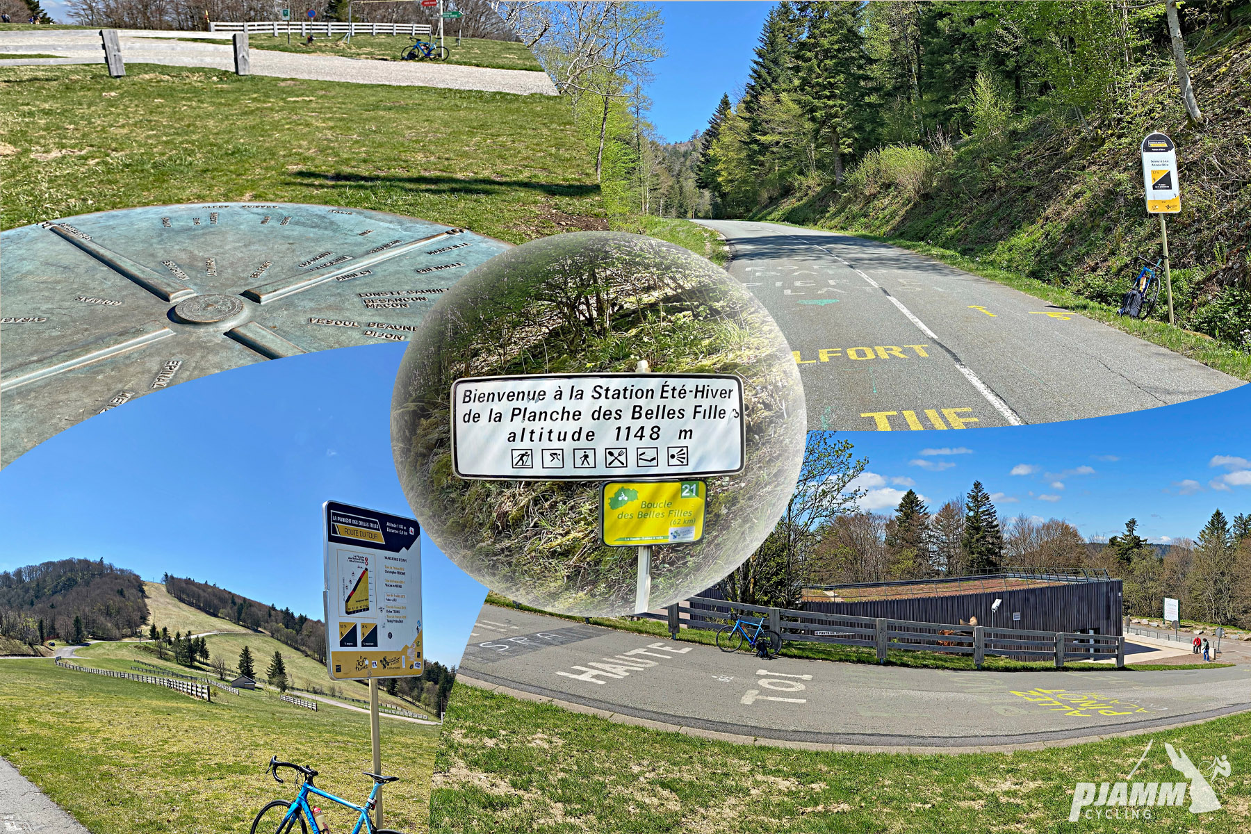 road signs along climb, Vosges Mountains, Eastern France