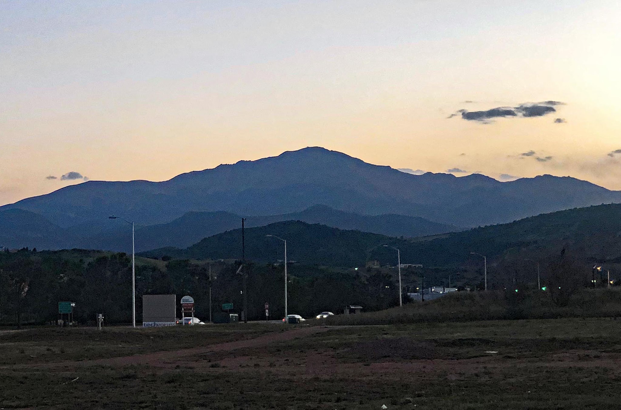 Cycling Pikes Peak - Pikes Peak at sunrise from Colorado Springs