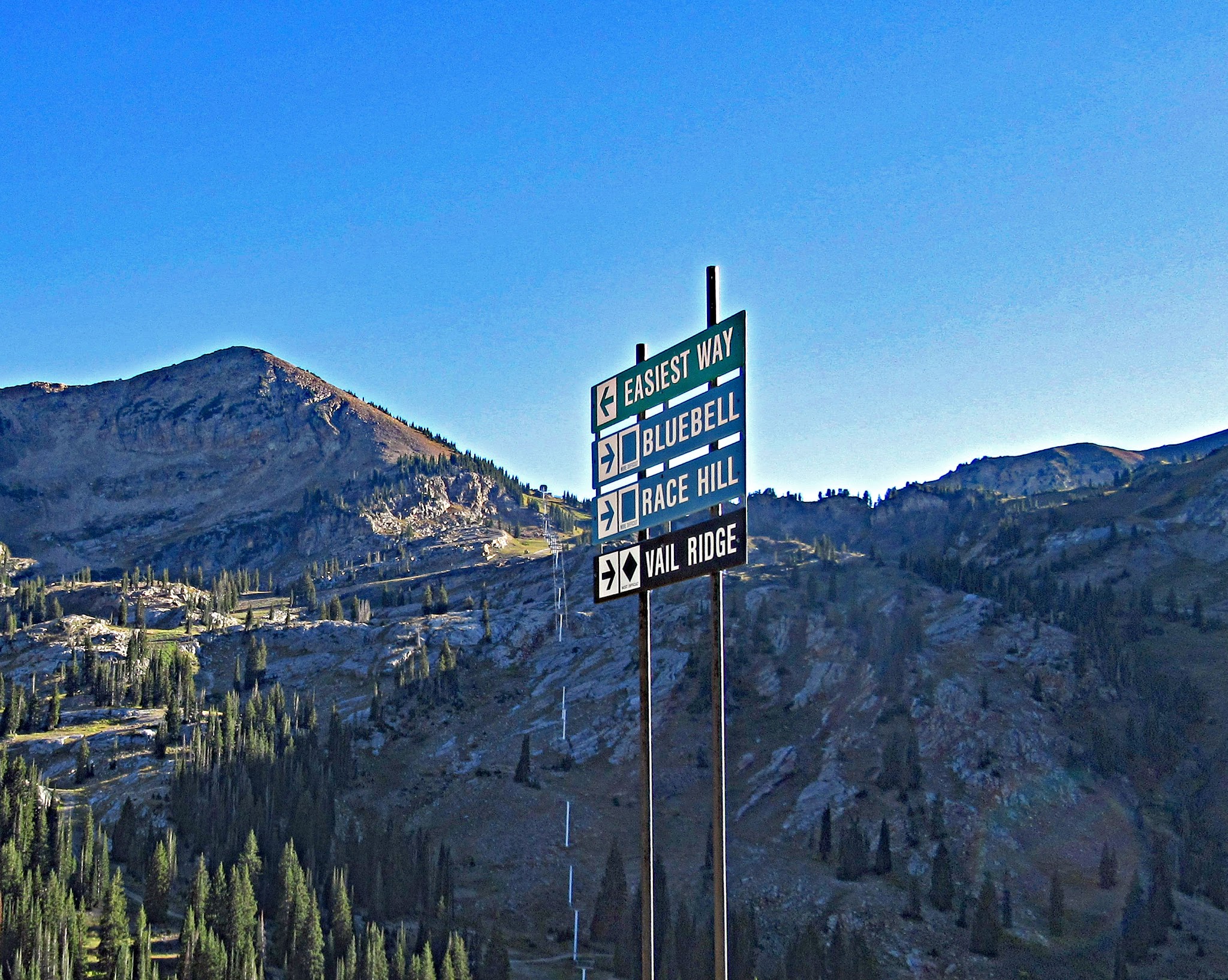 Ski run sign at the finish of the Little Cottonwood Canyon bicycle ride.