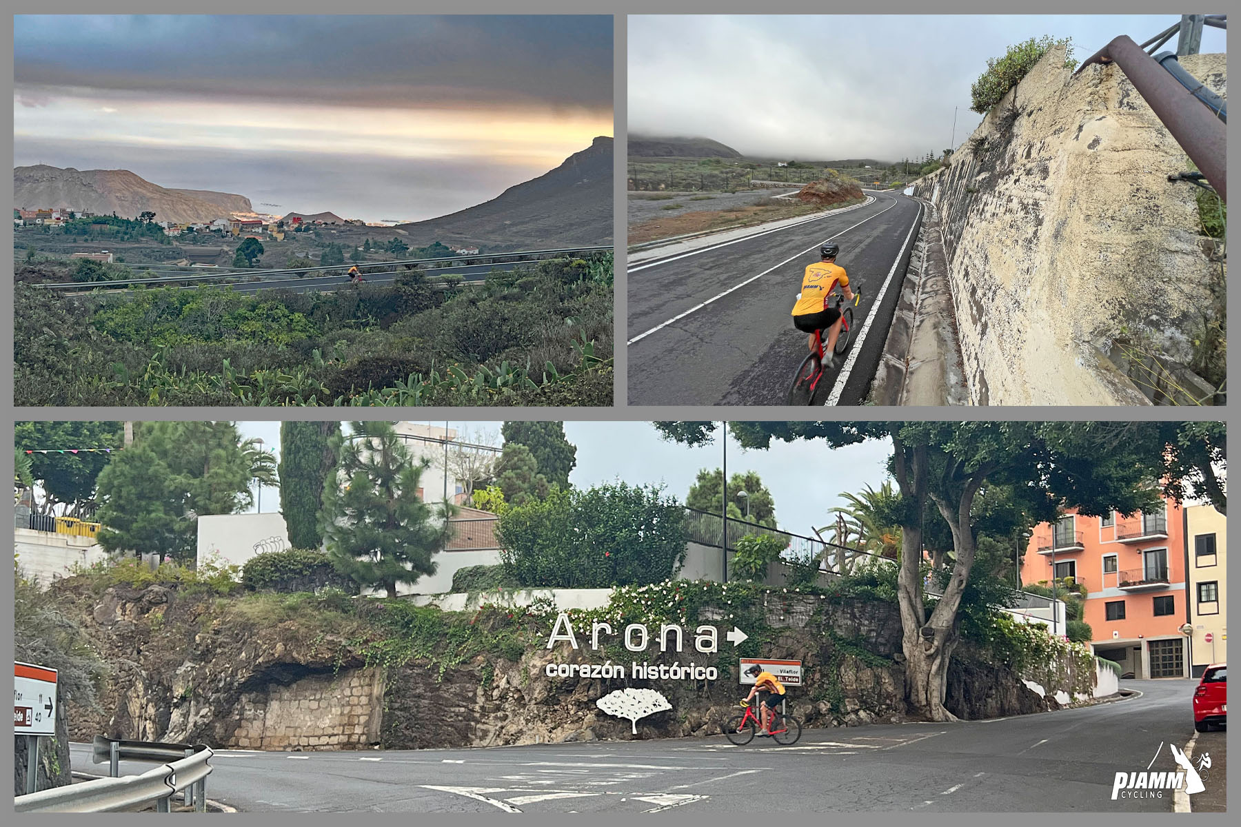 photo collage shows town of Arona's historic district