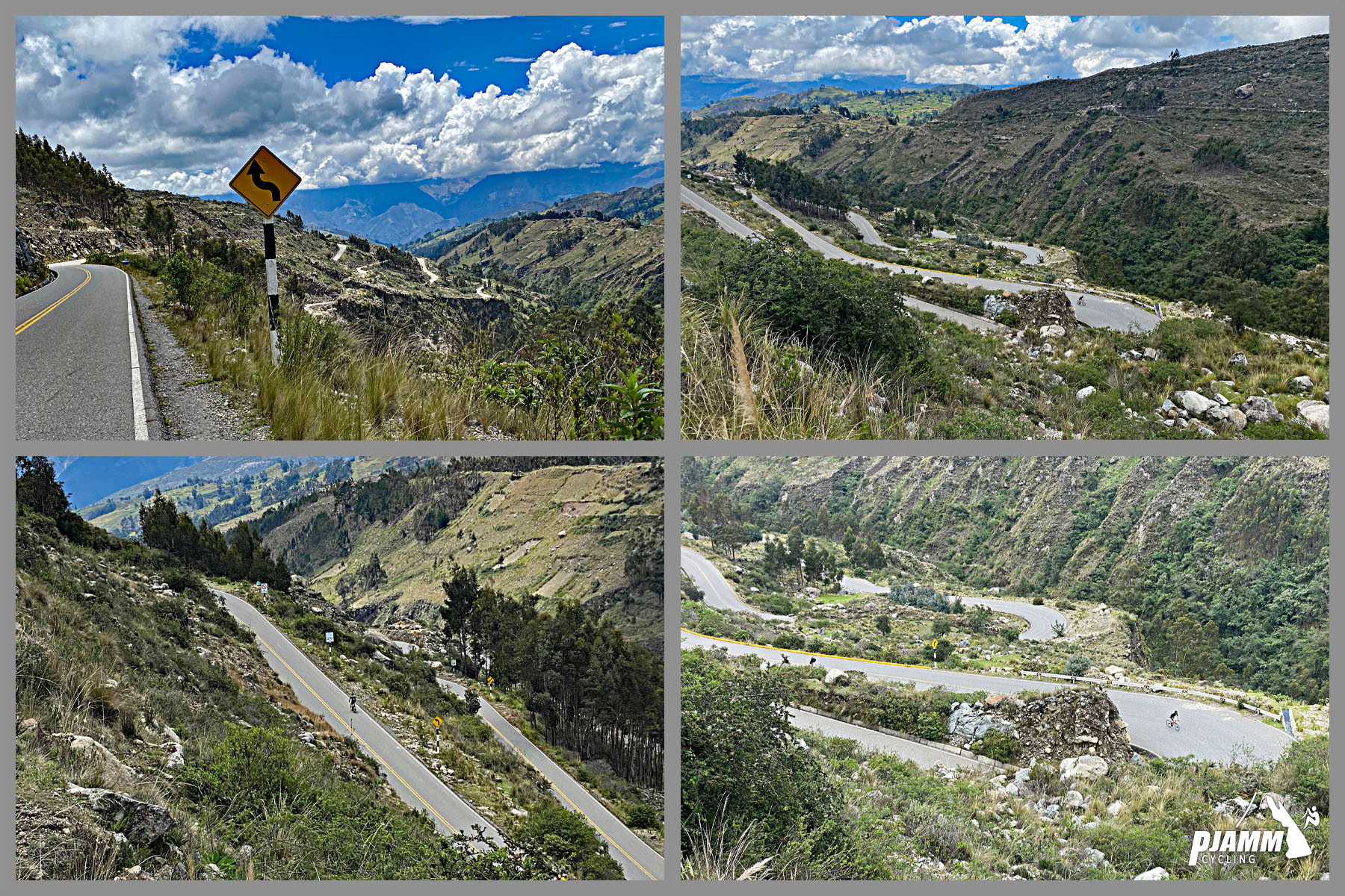 photo collage, first set of hairpins before entering the national park, mile 12