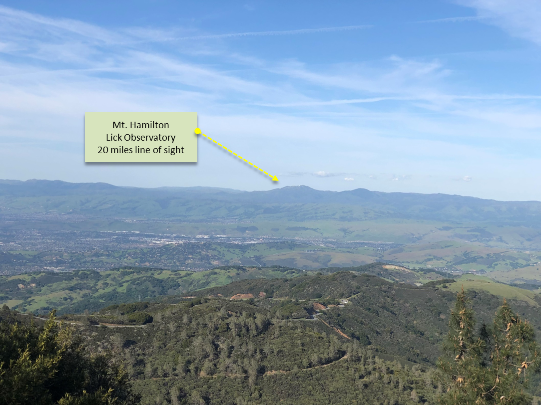 View on climb by bike up Mt Umunhum - Mt. Hamilton and Lick Observatory in background. 