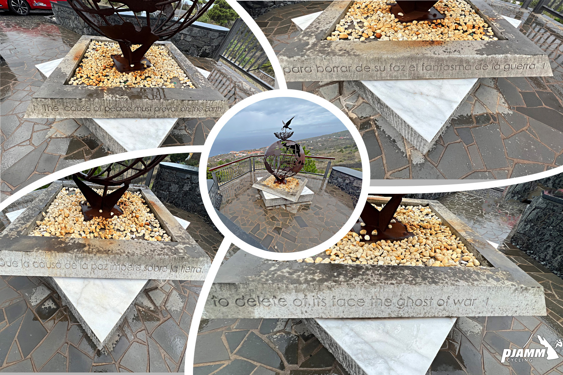 Mirador de la Paz; terrestrial sphere with dove