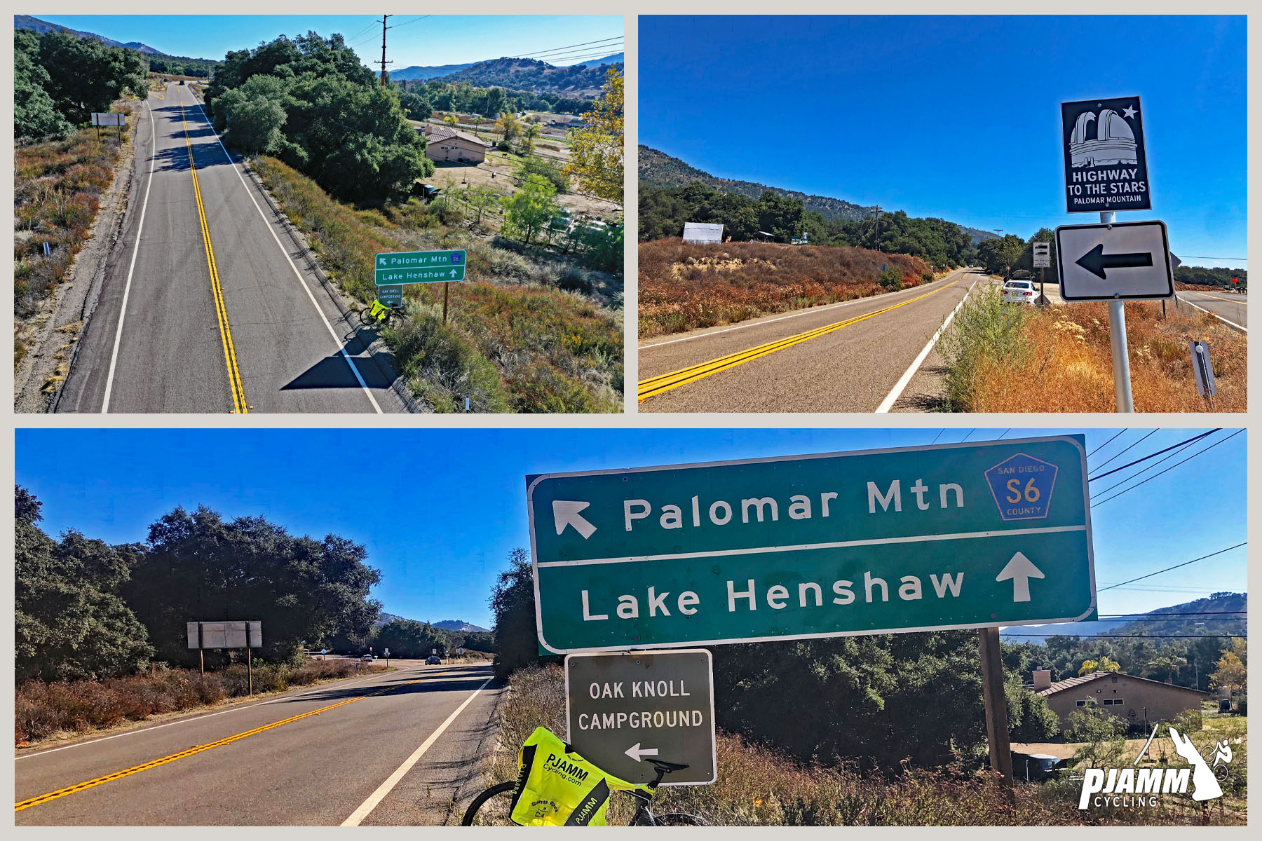Palomar Mtn and Lake Henshaw Road sign 