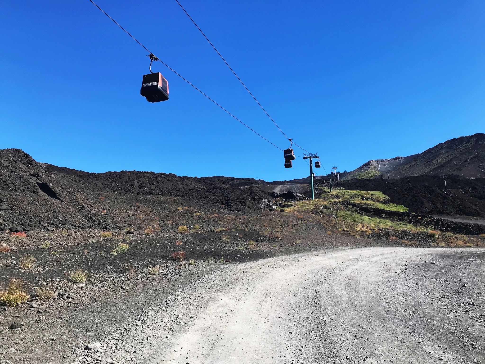 Gondola on Mount Etna during our bike climb to the summit