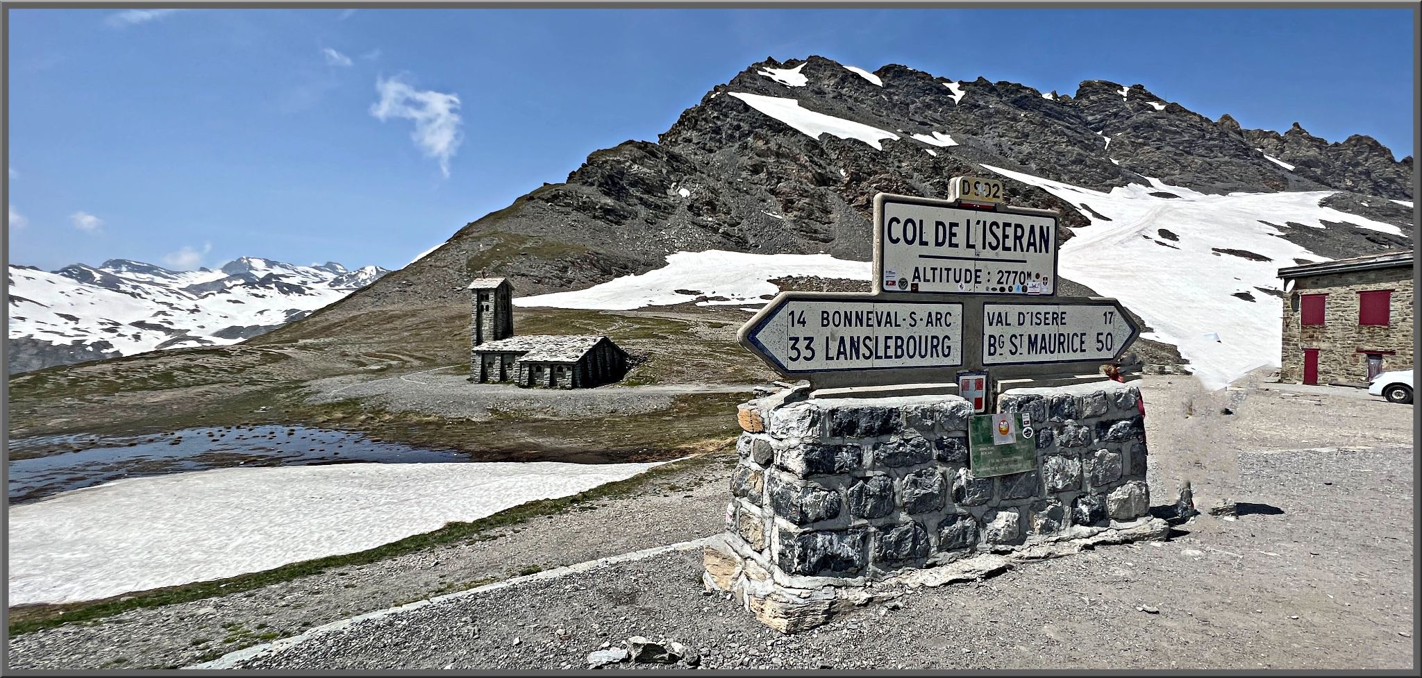 Cycling Col de L'Iseran: sign for Col de L'Iseran