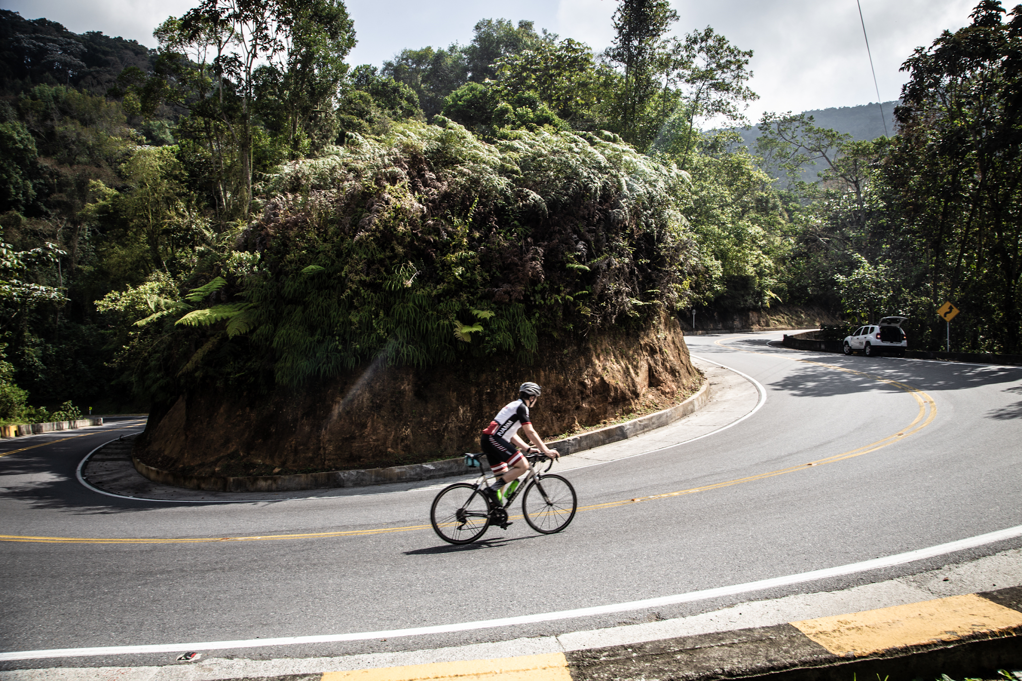 Climbing Picacho by bike - pjamm cyclist out of bike riding hairpin