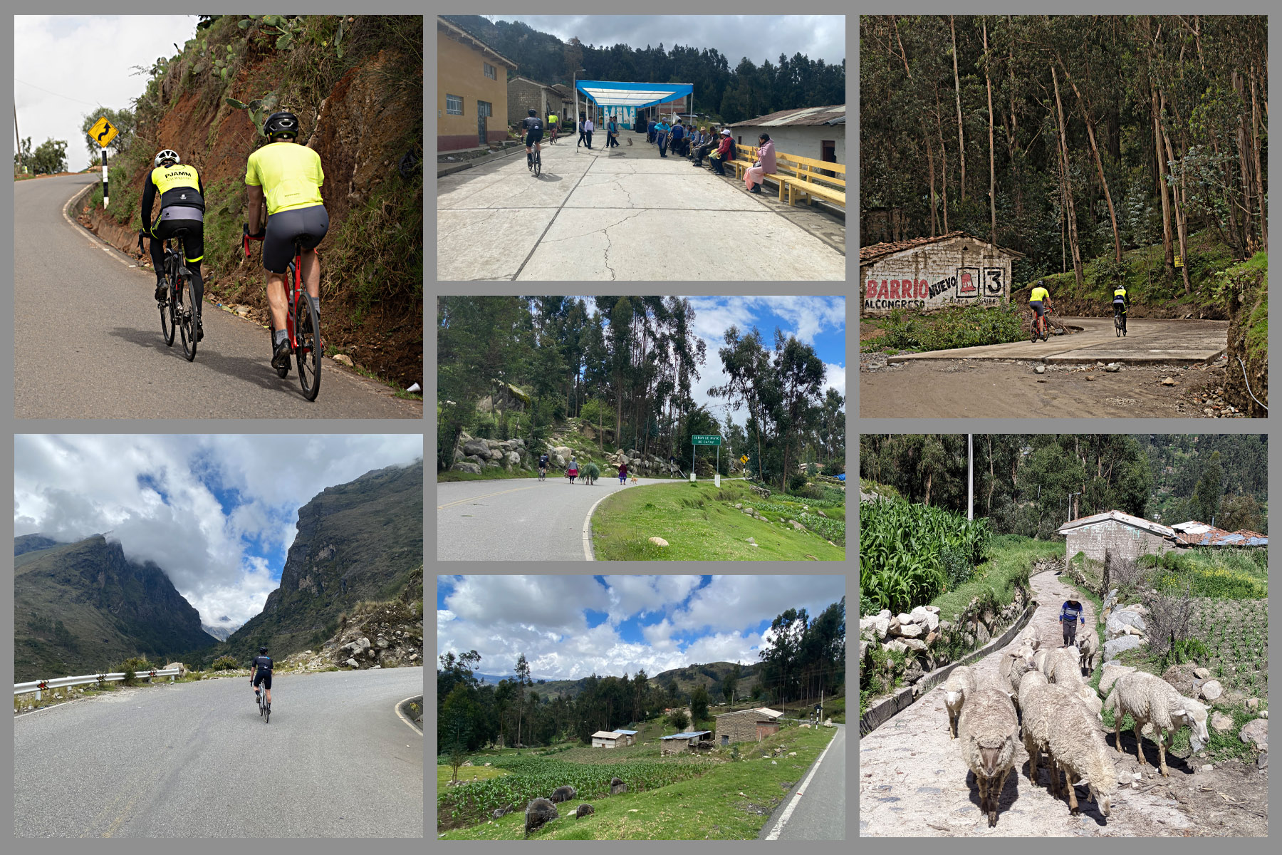 Village of Llipta, miles 5 through 8, sheep in roadway, scenic landscape