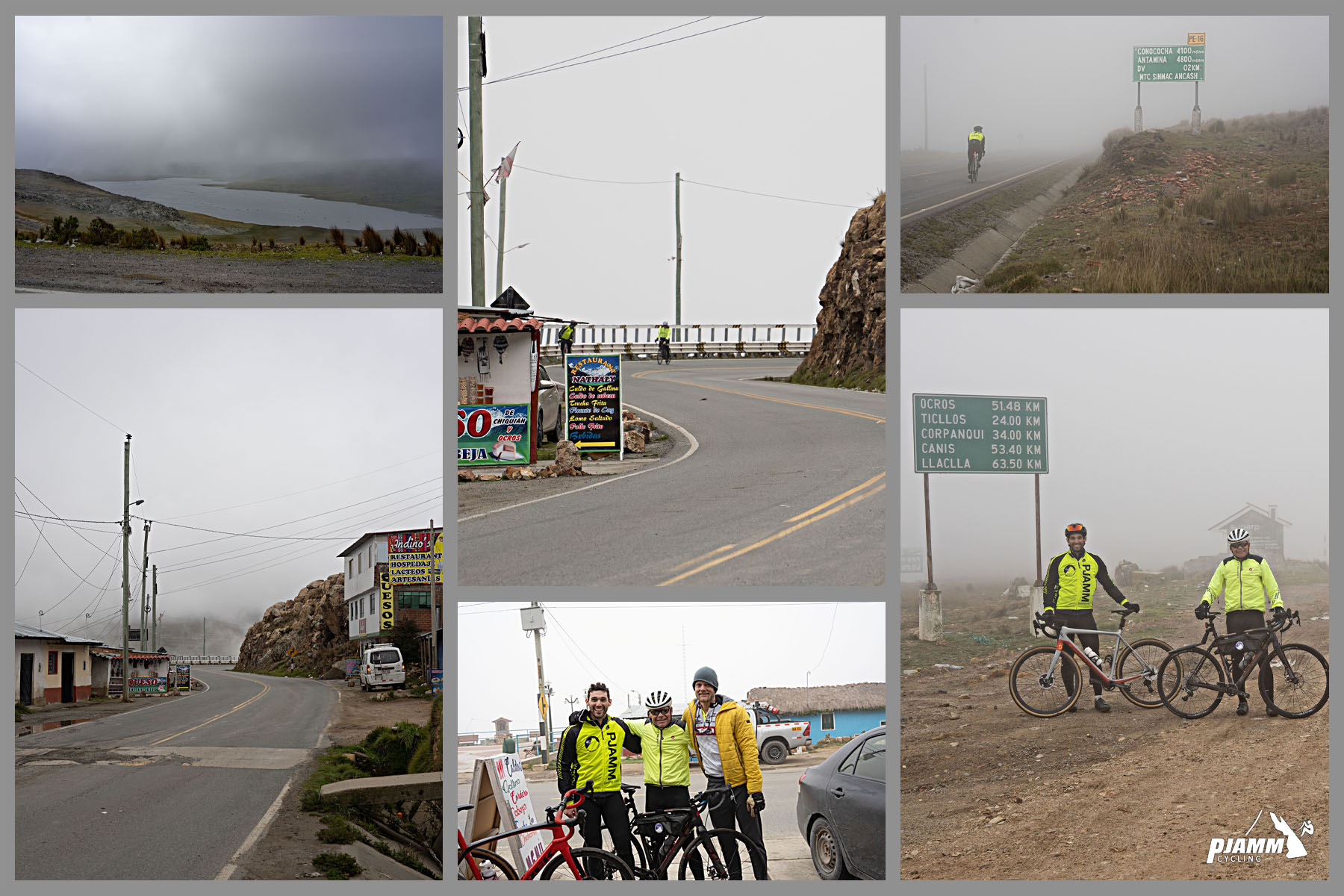 Cycling Conococha, Peru - PJAMM Cyclists stand with bikes at climb finish