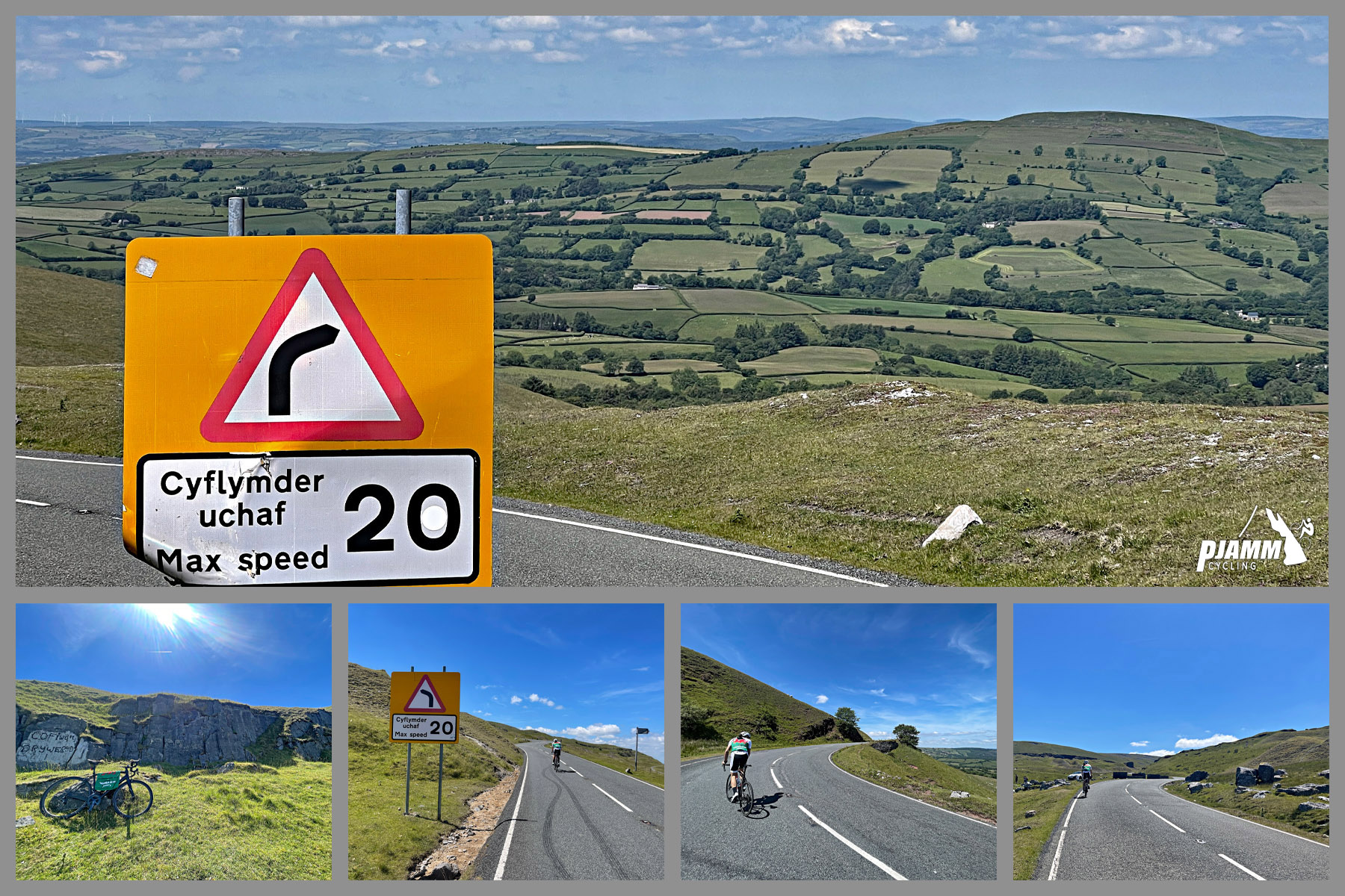 photo collage shows panoramic views of farmlands and hedge-lined pastures